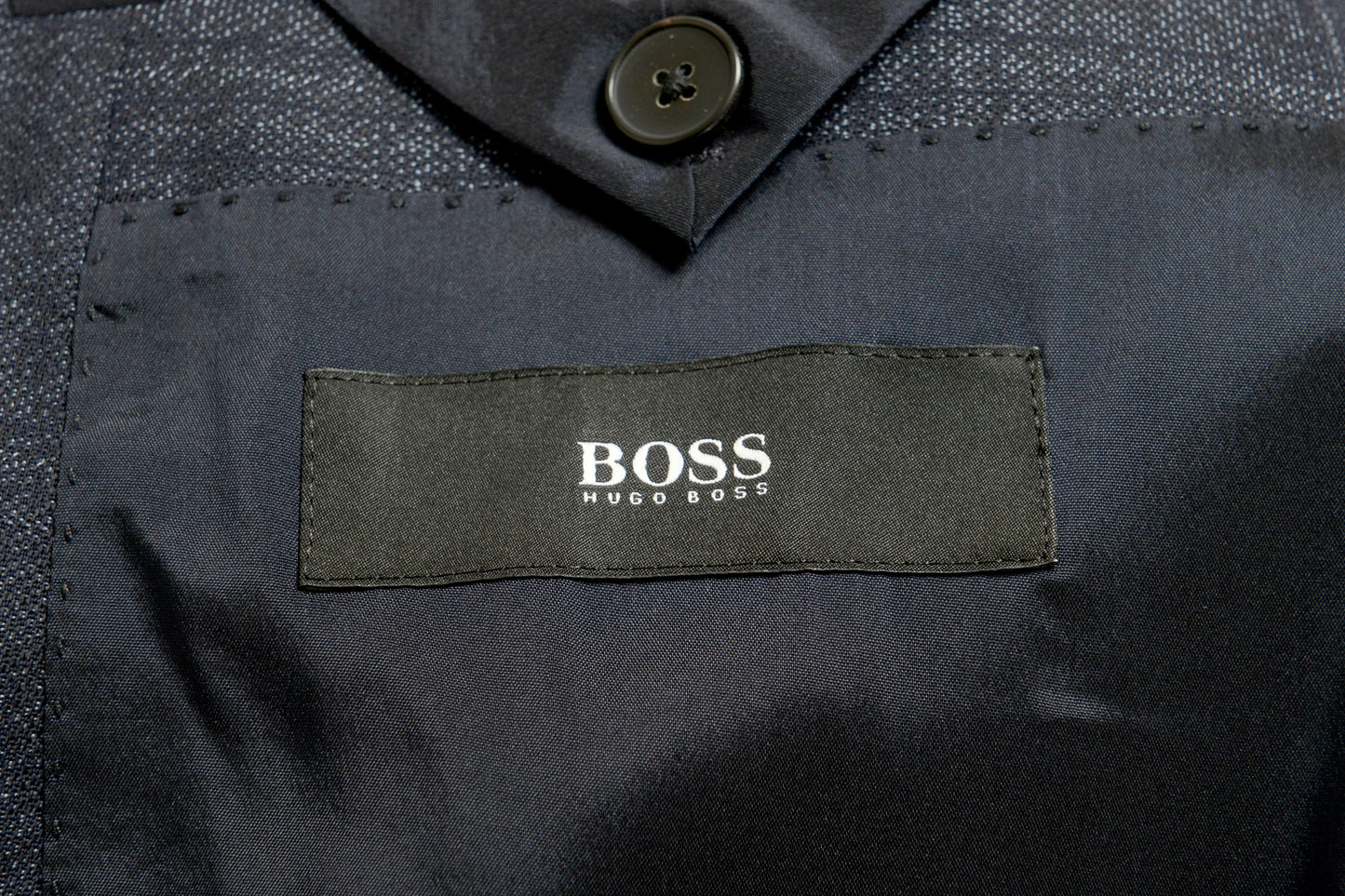 Hugo Boss Men's "Huge6/Genius5" Slim Fit 100% Wool Plaid Blue Suit US 36S IT 46S