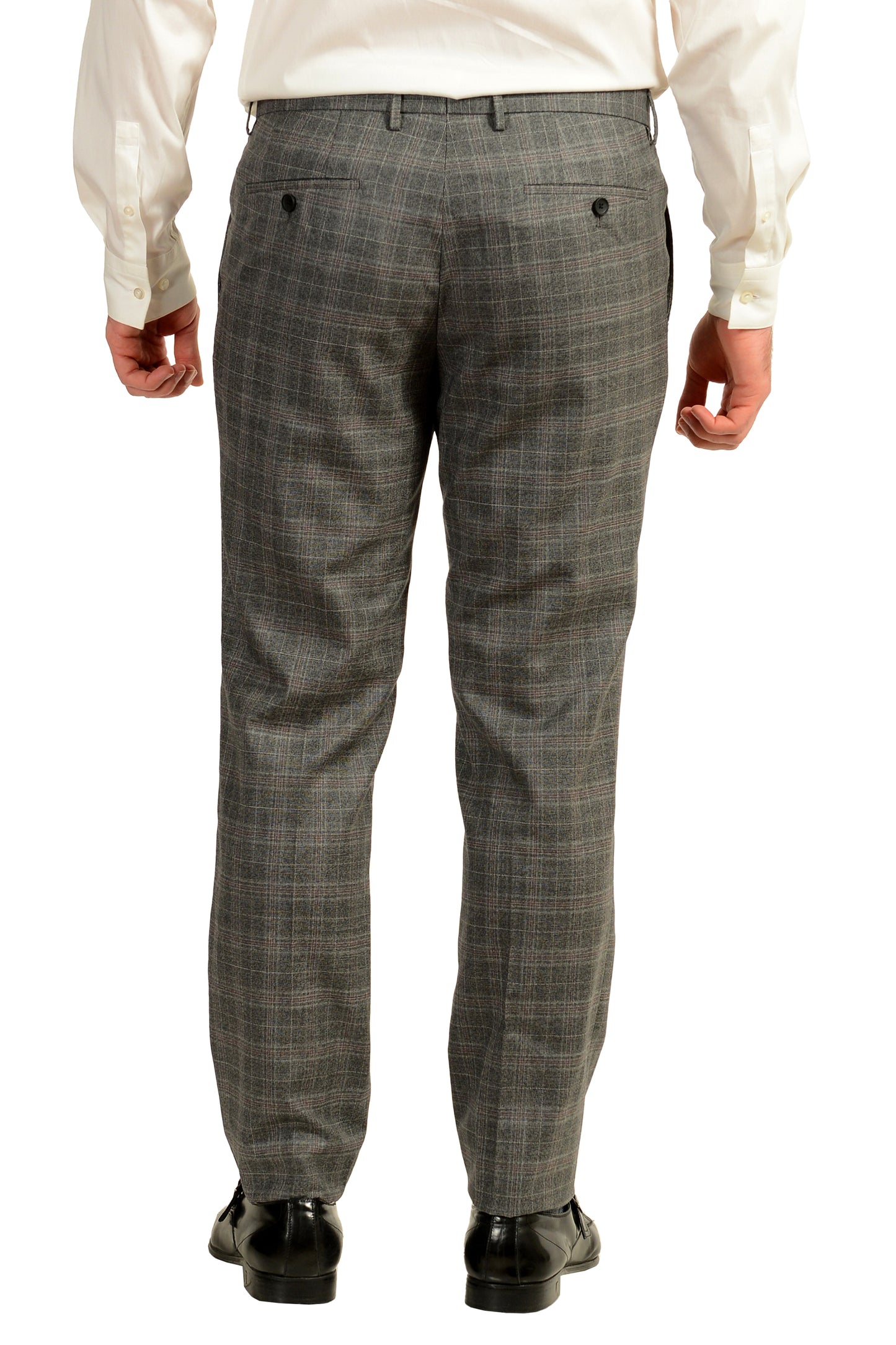 Hugo Boss Men's "Novan6/Ben2" Slim Fit 100% Wool Plaid Gray Suit US 40R IT 50R