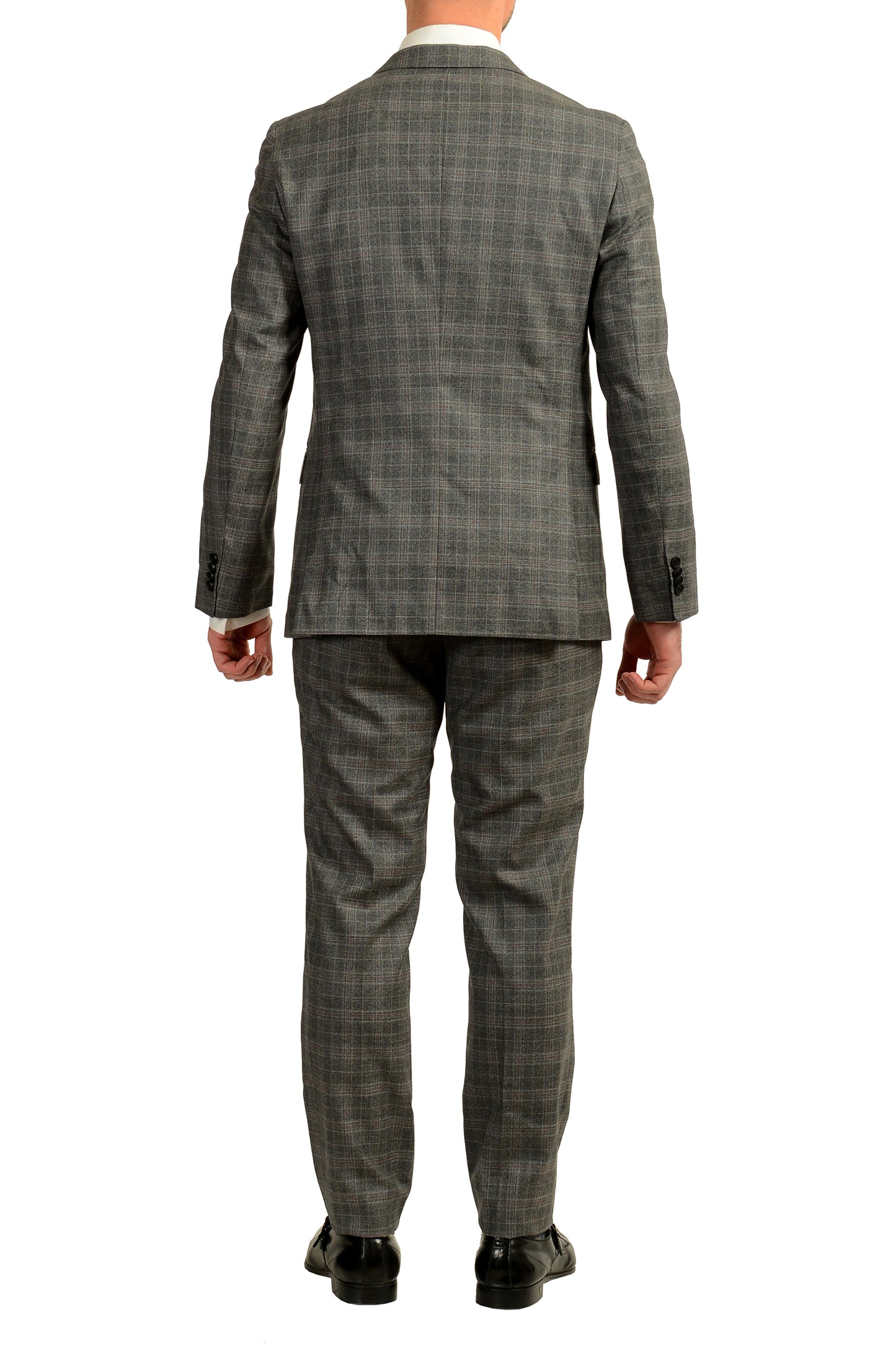Hugo Boss Men's "Novan6/Ben2" Slim Fit 100% Wool Plaid Gray Suit US 40R IT 50R