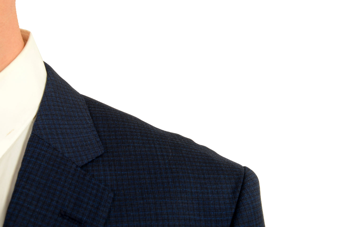 Hugo Boss Men's "Huge6/Genius5" Slim Fit 100% Wool Plaid Blue Suit US 44R IT 54R