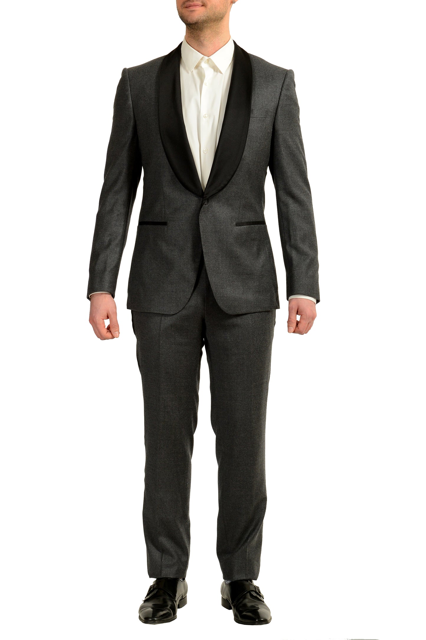 Hugo Boss Men's "Henry1/Glow2" Slim Fit 100% Wool Gray Tuxedo Suit US 40R IT 50R