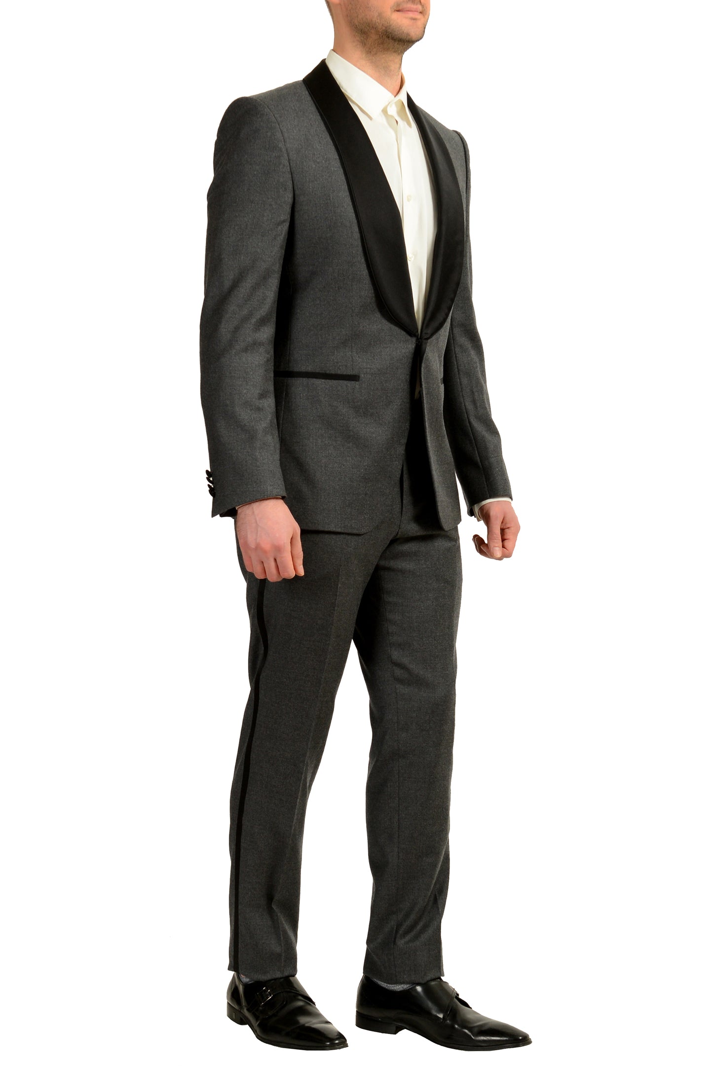 Hugo Boss Men's "Henry1/Glow2" Slim Fit 100% Wool Gray Tuxedo Suit US 40R IT 50R