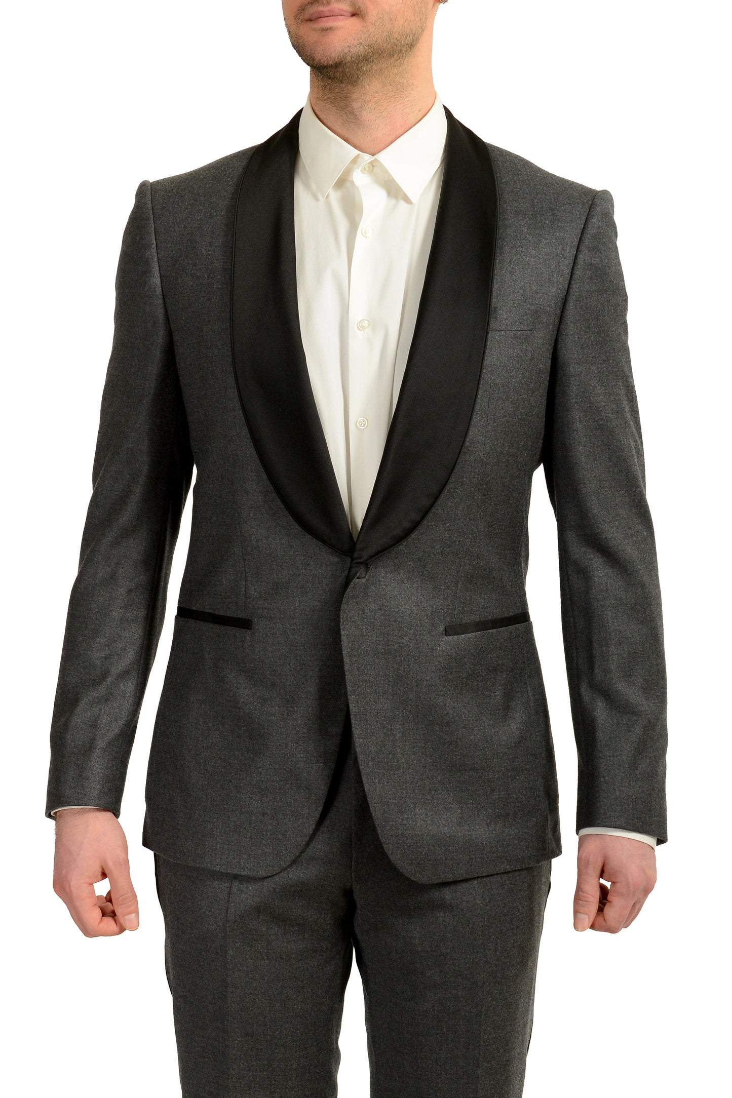 Hugo Boss Men's "Henry1/Glow2" Slim Fit 100% Wool Gray Tuxedo Suit US 40R IT 50R