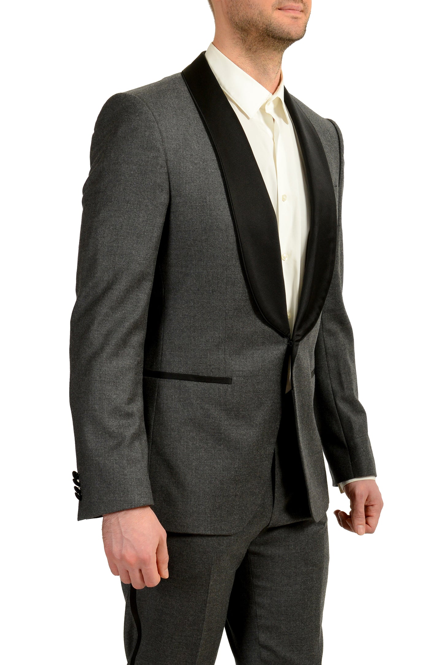 Hugo Boss Men's "Henry1/Glow2" Slim Fit 100% Wool Gray Tuxedo Suit US 40R IT 50R