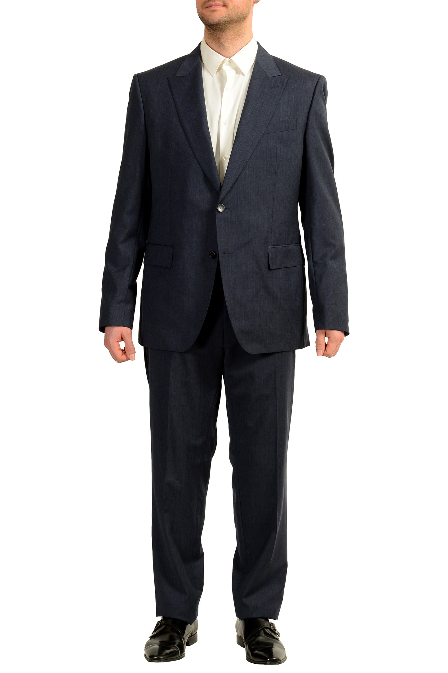 Hugo Boss Men's "Helward5/Genius5" Slim Fit 100% Wool Blue Suit US 46R IT 56R