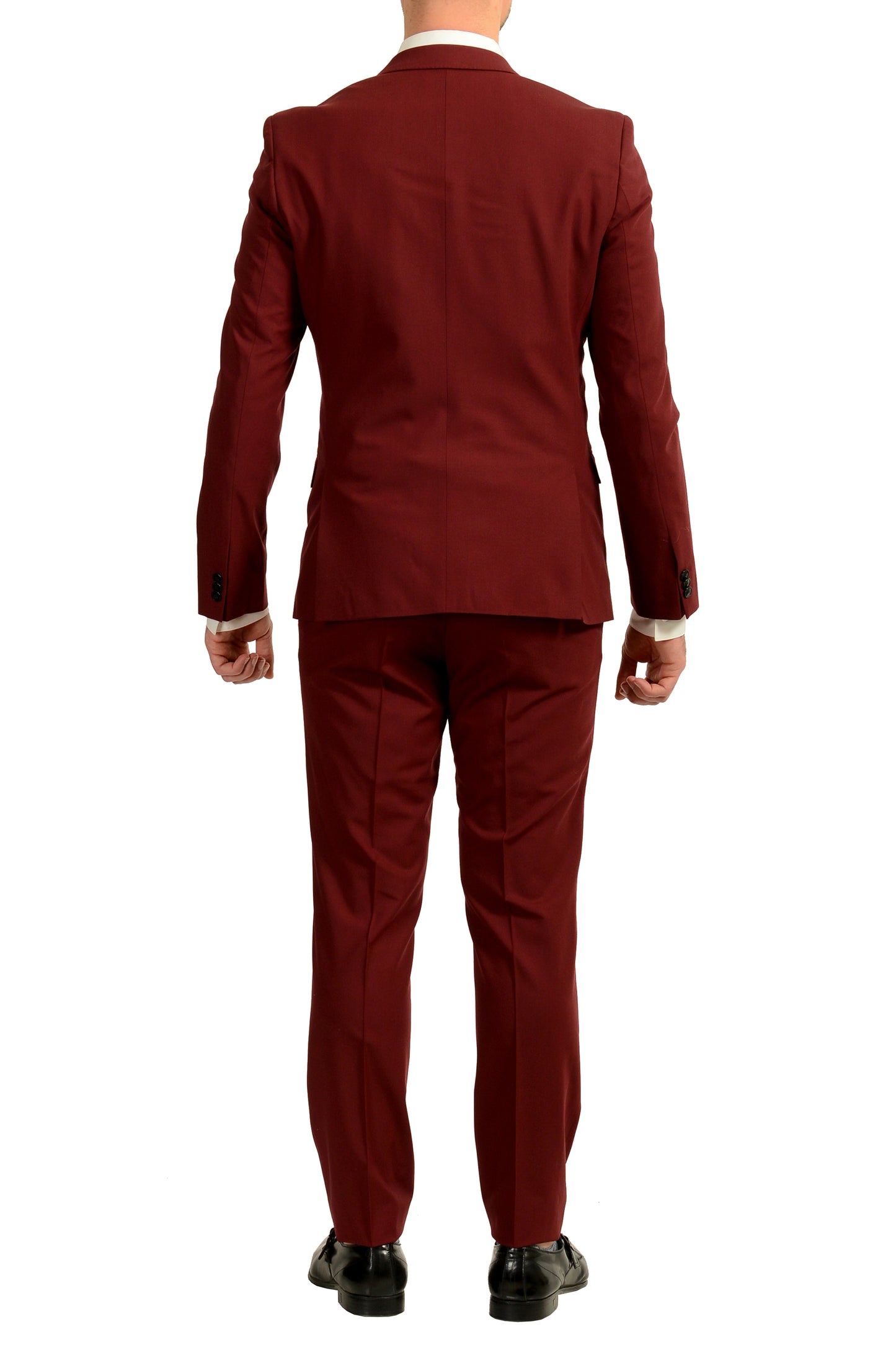 Hugo Boss Men's Arti/Hesten193 Extra Slim Fit Burgundy Wool Suit US 40R IT 50R