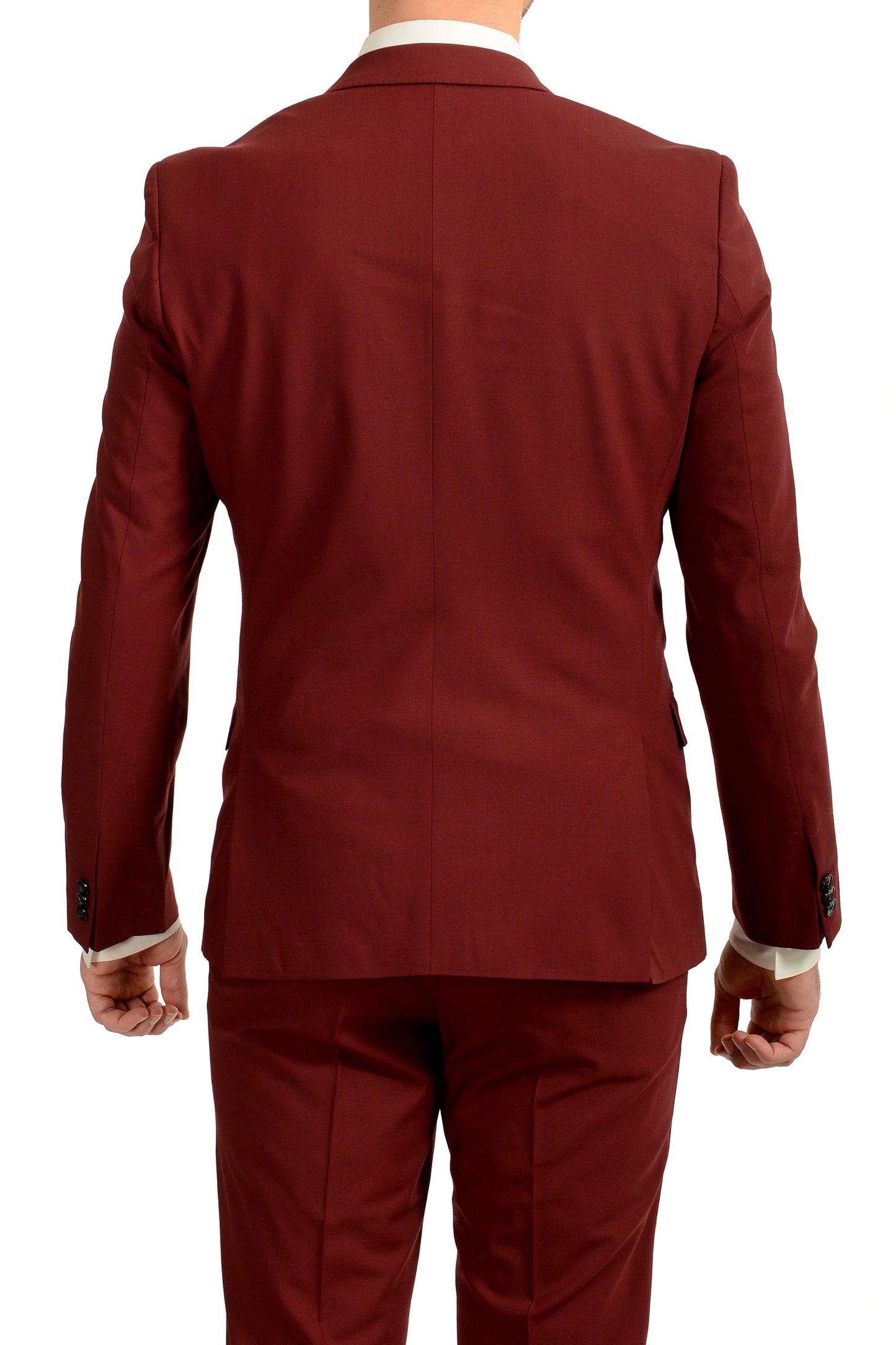 Hugo Boss Men's Arti/Hesten193 Extra Slim Fit Burgundy Wool Suit US 40R IT 50R