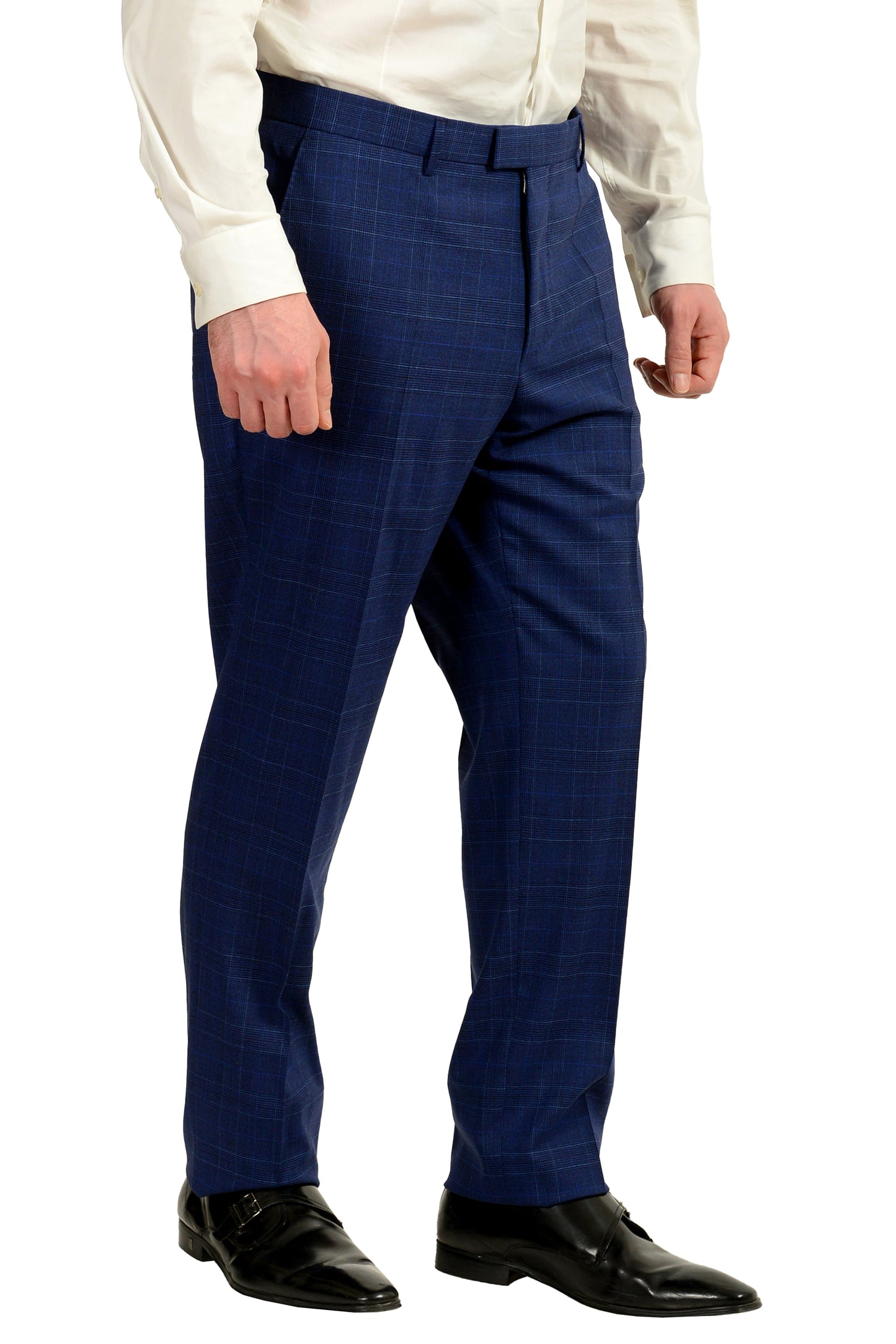 Hugo Boss Men's "T-Harvers4/Glover3" Slim Fit Blue Wool Plaid Suit US 42R IT 52R