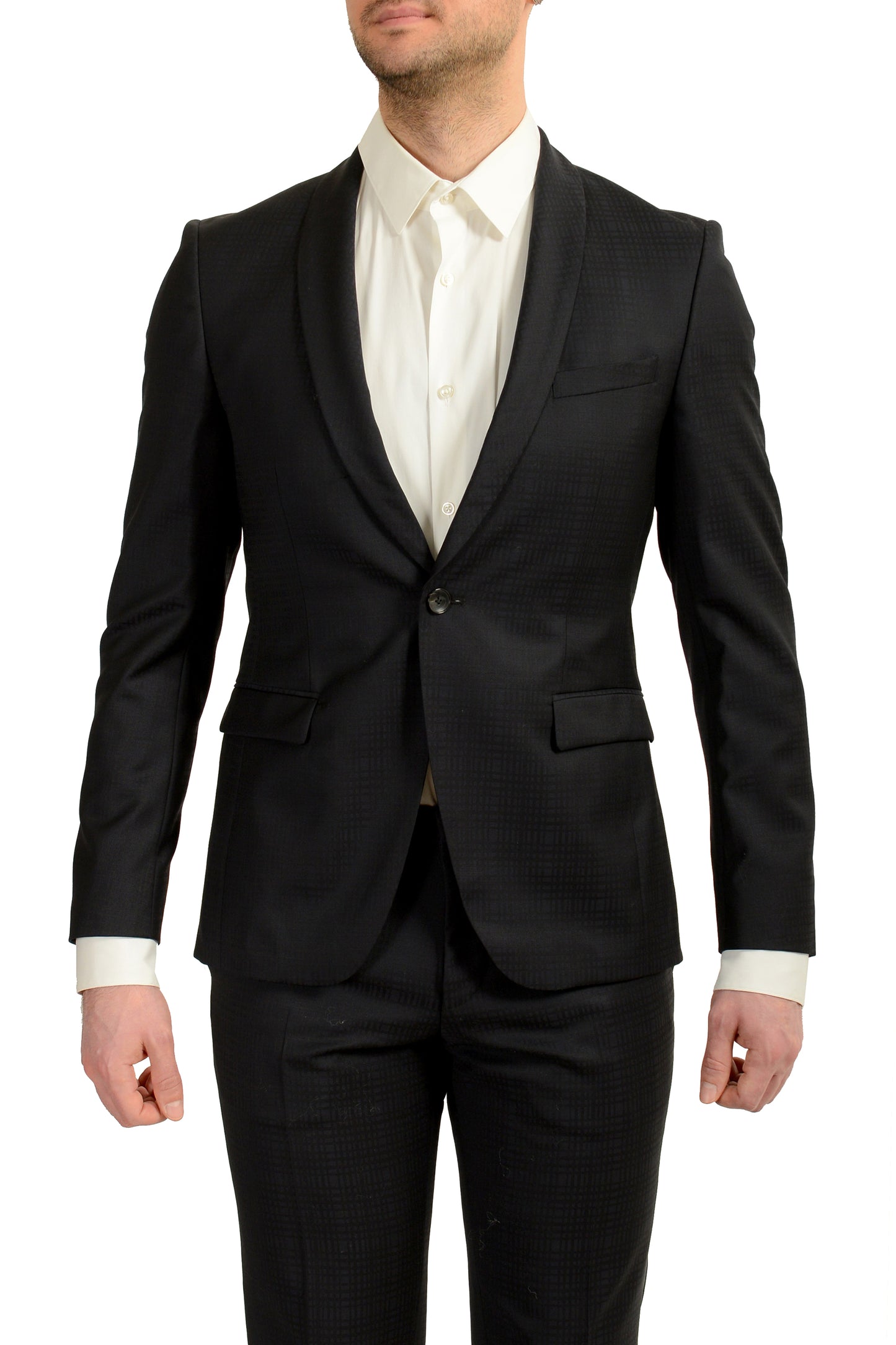 Hugo Boss Men's "Roonin/Wenten" Extra Slim Fit Plaid 100%Wool Suit US 38R IT 48R