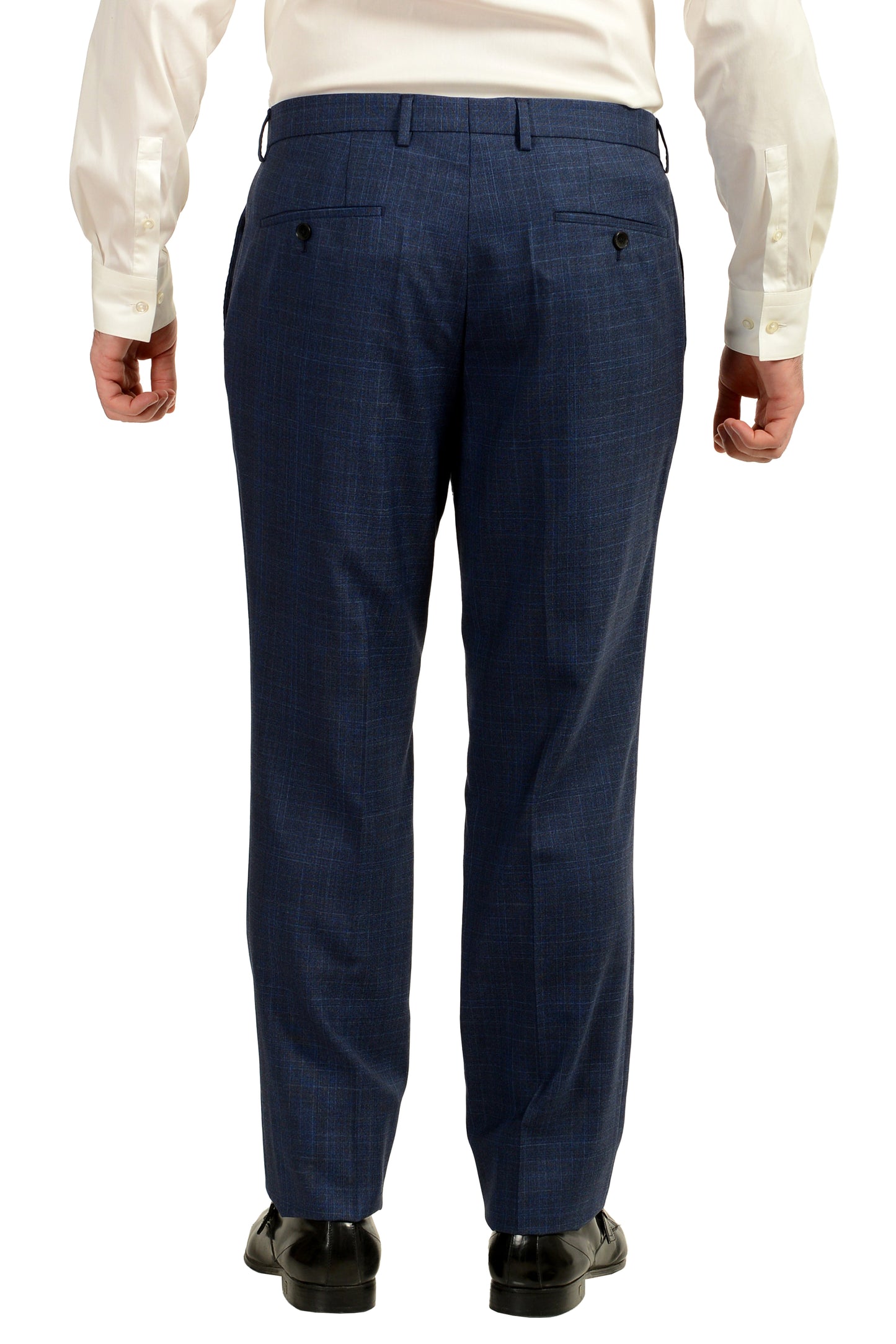 Hugo Boss Men's "Huge6/Genius5" Slim Fit 100% Wool Blue Plaid Suit US 42L IT 52L