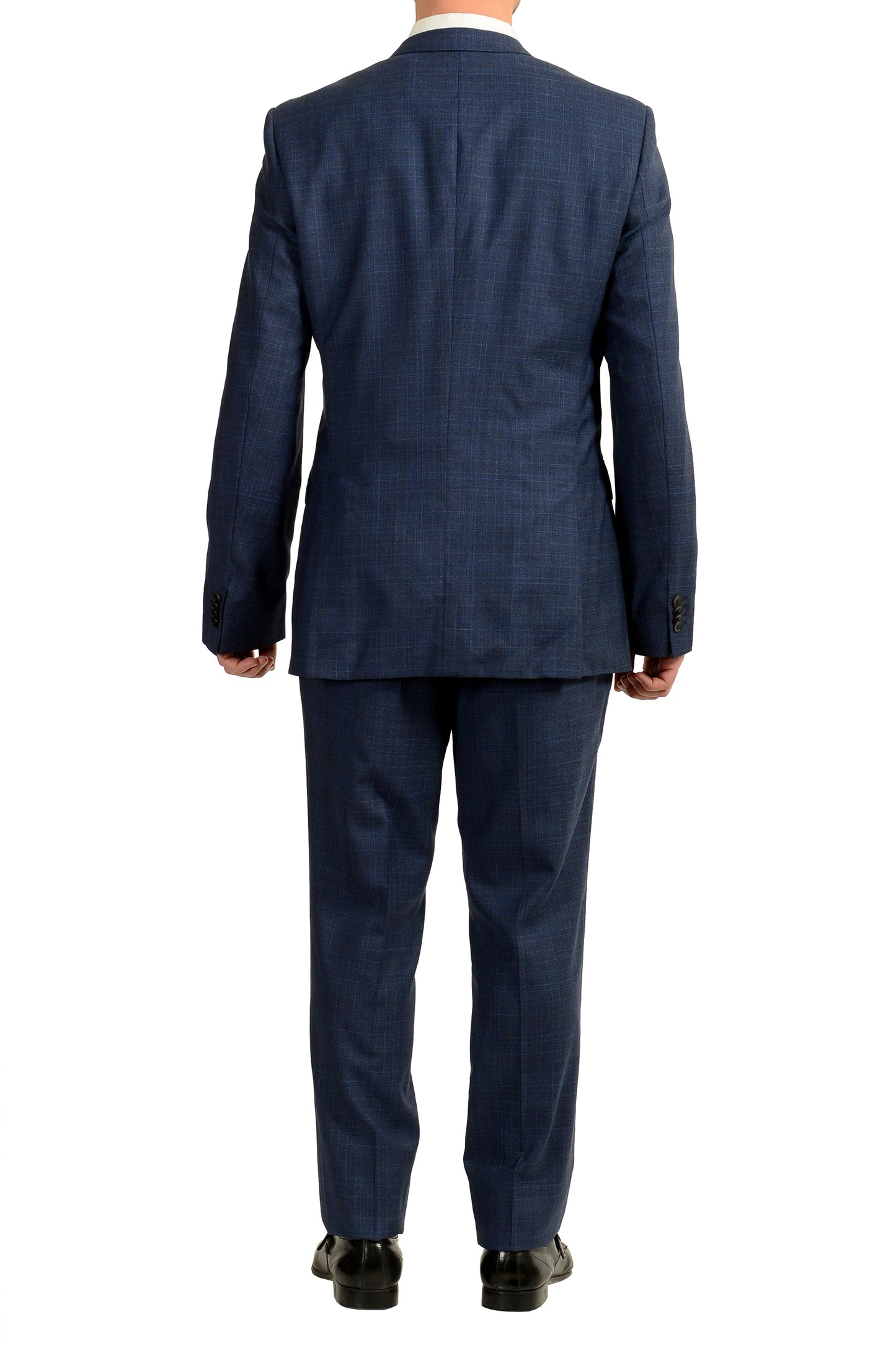 Hugo Boss Men's "Huge6/Genius5" Slim Fit 100% Wool Blue Plaid Suit US 42L IT 52L