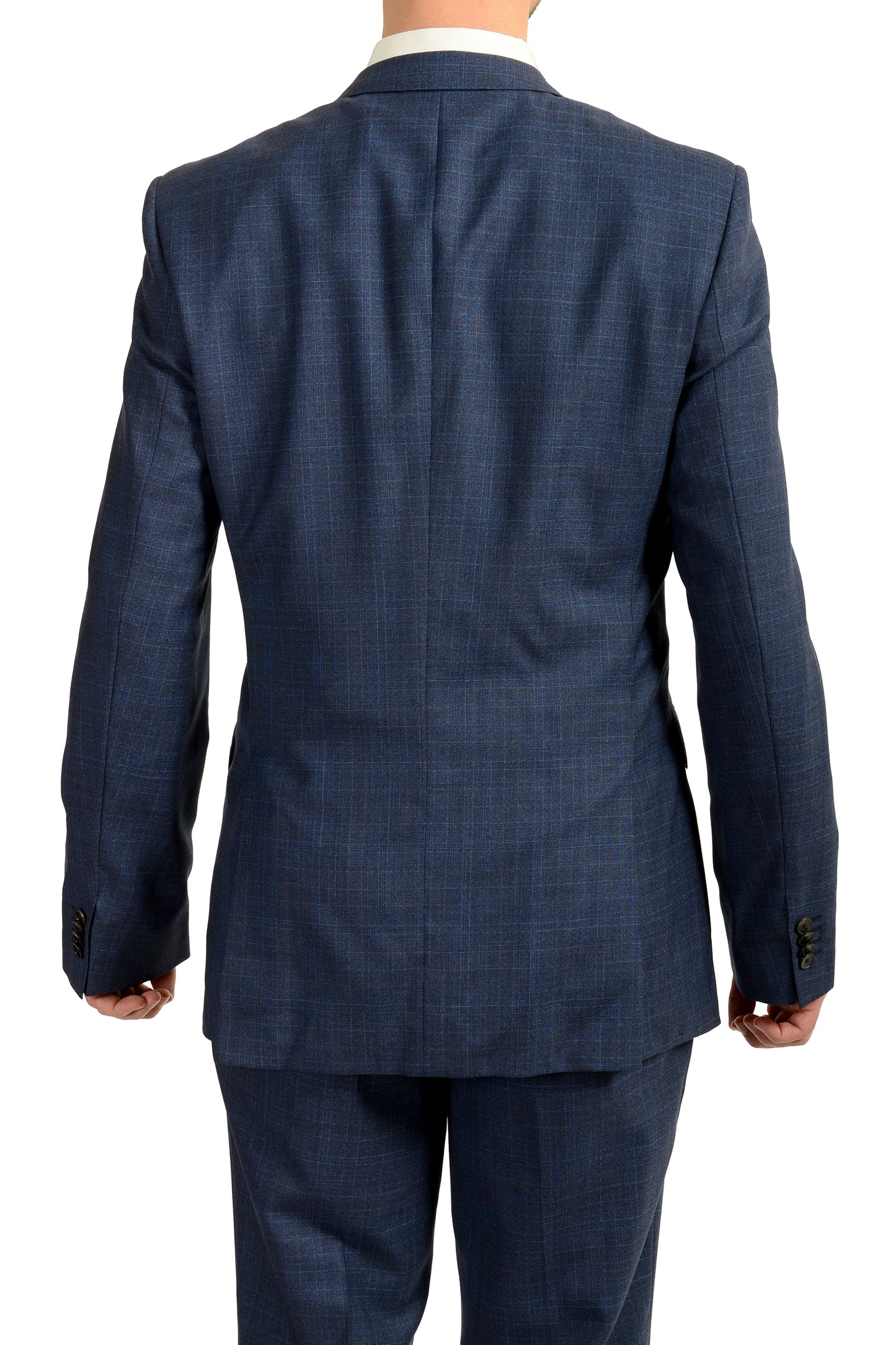 Hugo Boss Men's "Huge6/Genius5" Slim Fit 100% Wool Blue Plaid Suit US 42L IT 52L