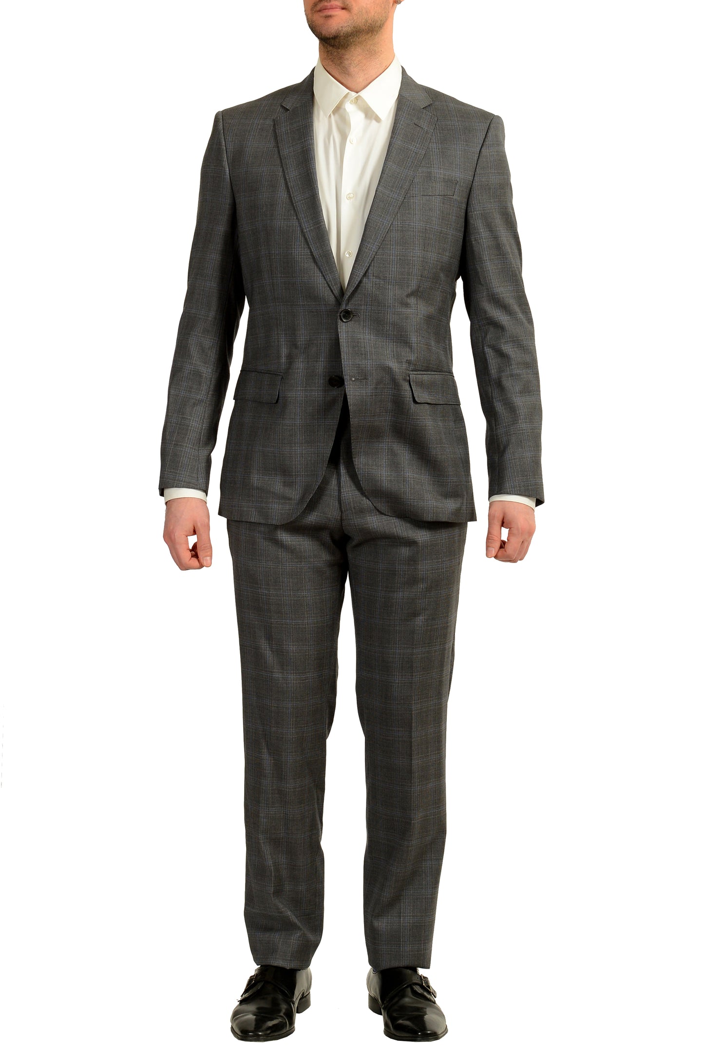Hugo Boss Men's "Huge6/Genius5_TW" Slim Fit 100% Wool Plaid Suit US 40R IT 50R