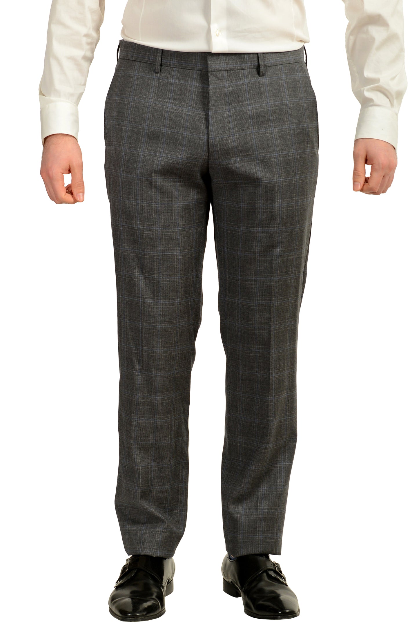 Hugo Boss Men's "Huge6/Genius5_TW" Slim Fit 100% Wool Plaid Suit US 40R IT 50R