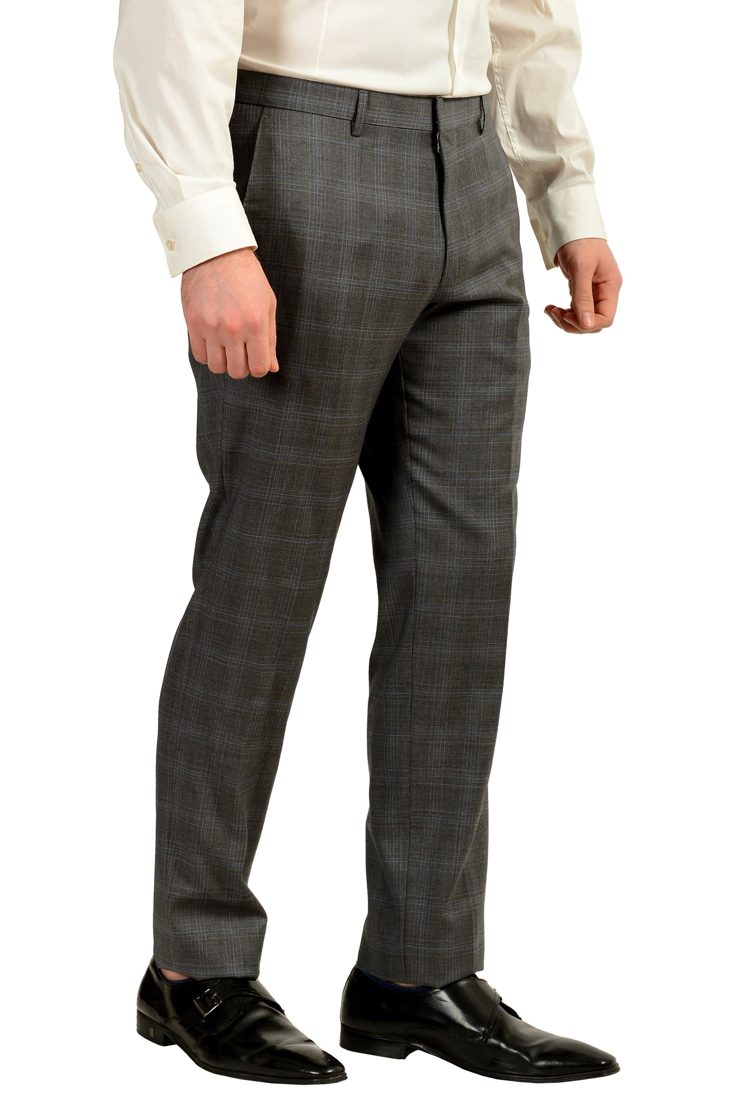 Hugo Boss Men's "Huge6/Genius5_TW" Slim Fit 100% Wool Plaid Suit US 40R IT 50R