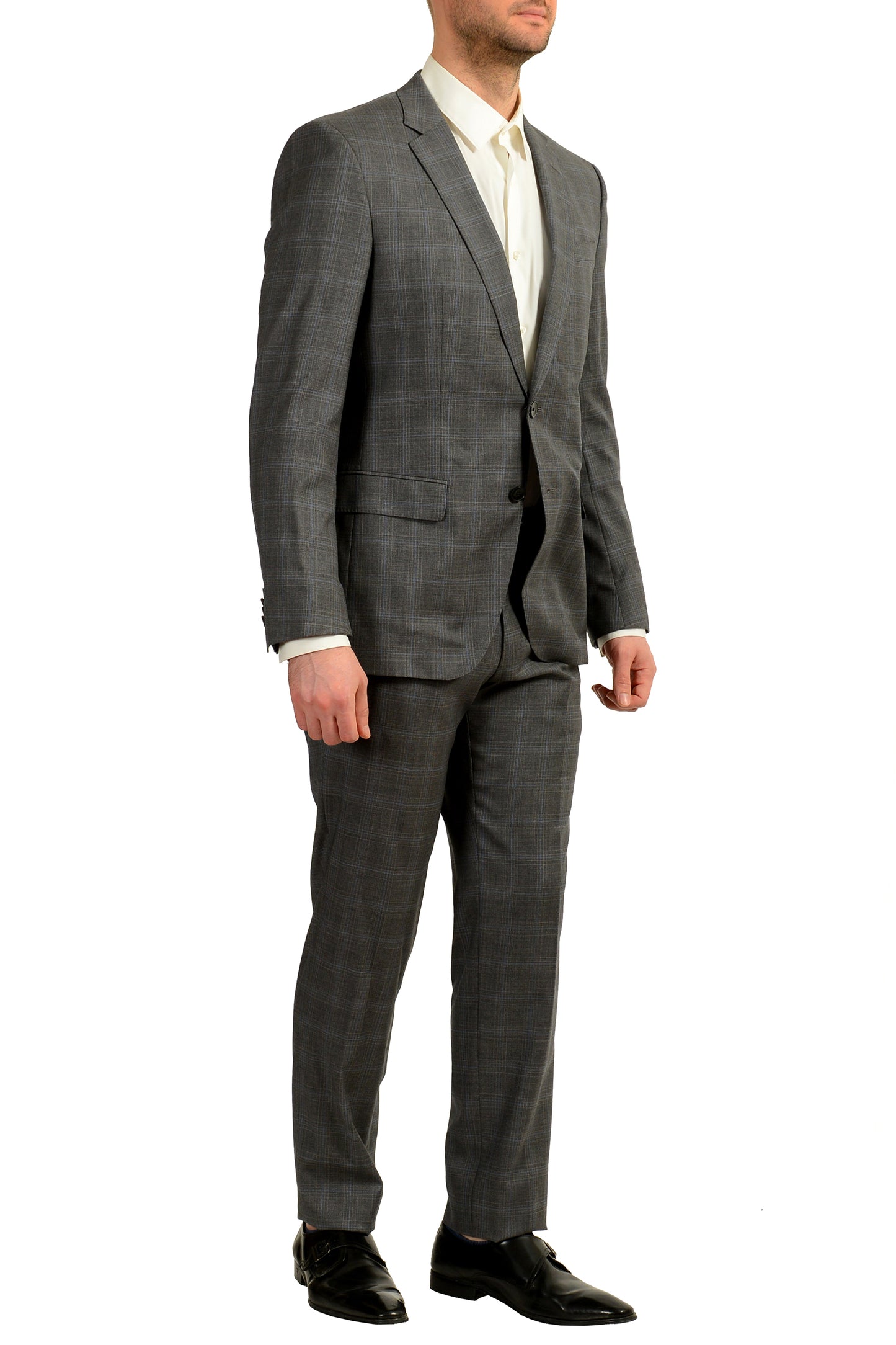 Hugo Boss Men's "Huge6/Genius5_TW" Slim Fit 100% Wool Plaid Suit US 40R IT 50R