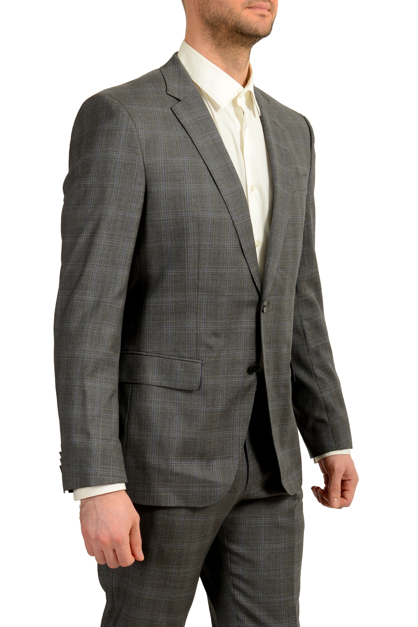 Hugo Boss Men's "Huge6/Genius5_TW" Slim Fit 100% Wool Plaid Suit US 40R IT 50R