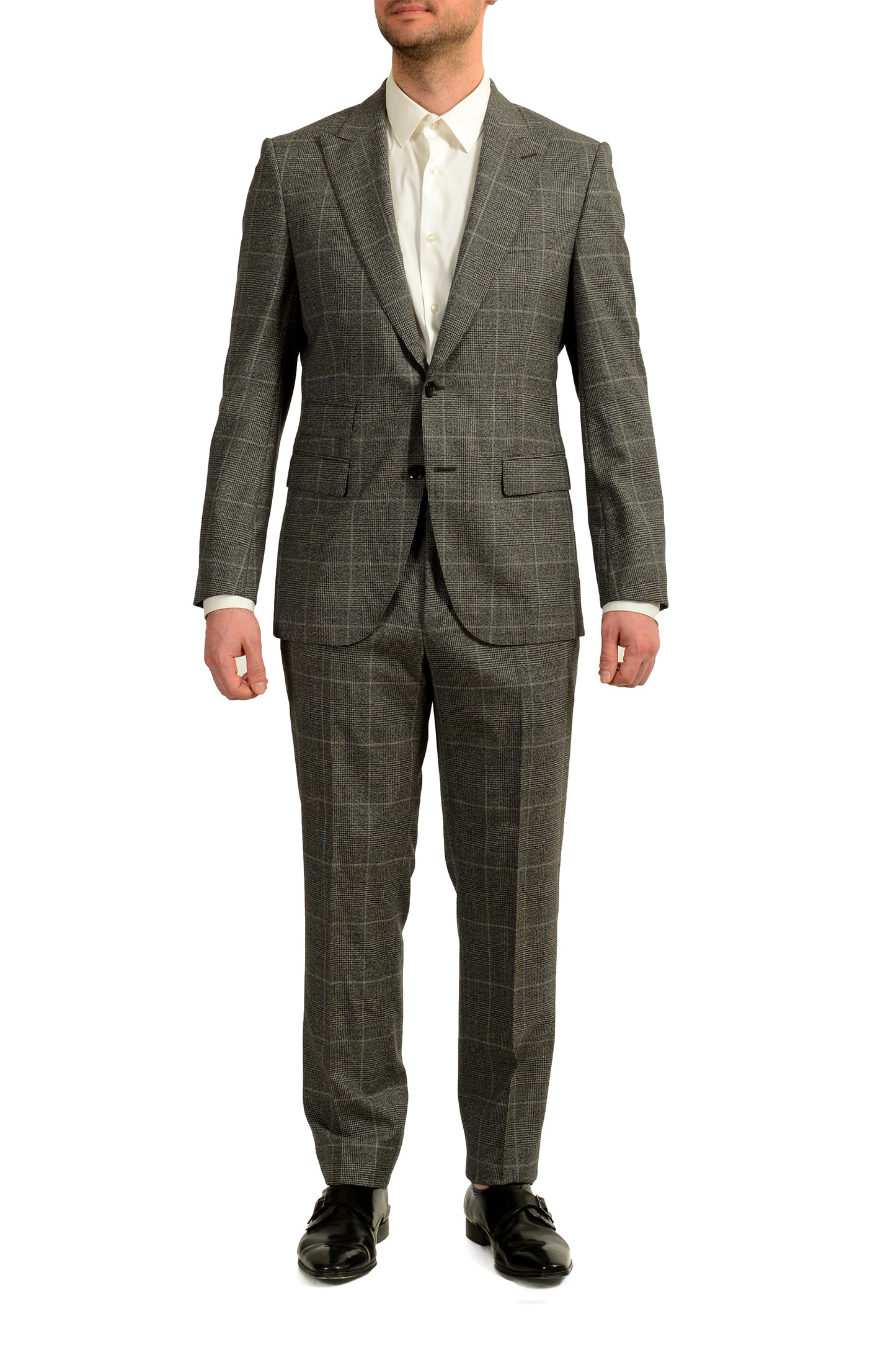 Hugo Boss Men's "T-Henders/Gorden" 100% Wool Plaid Gray Suit US 40R IT 50R