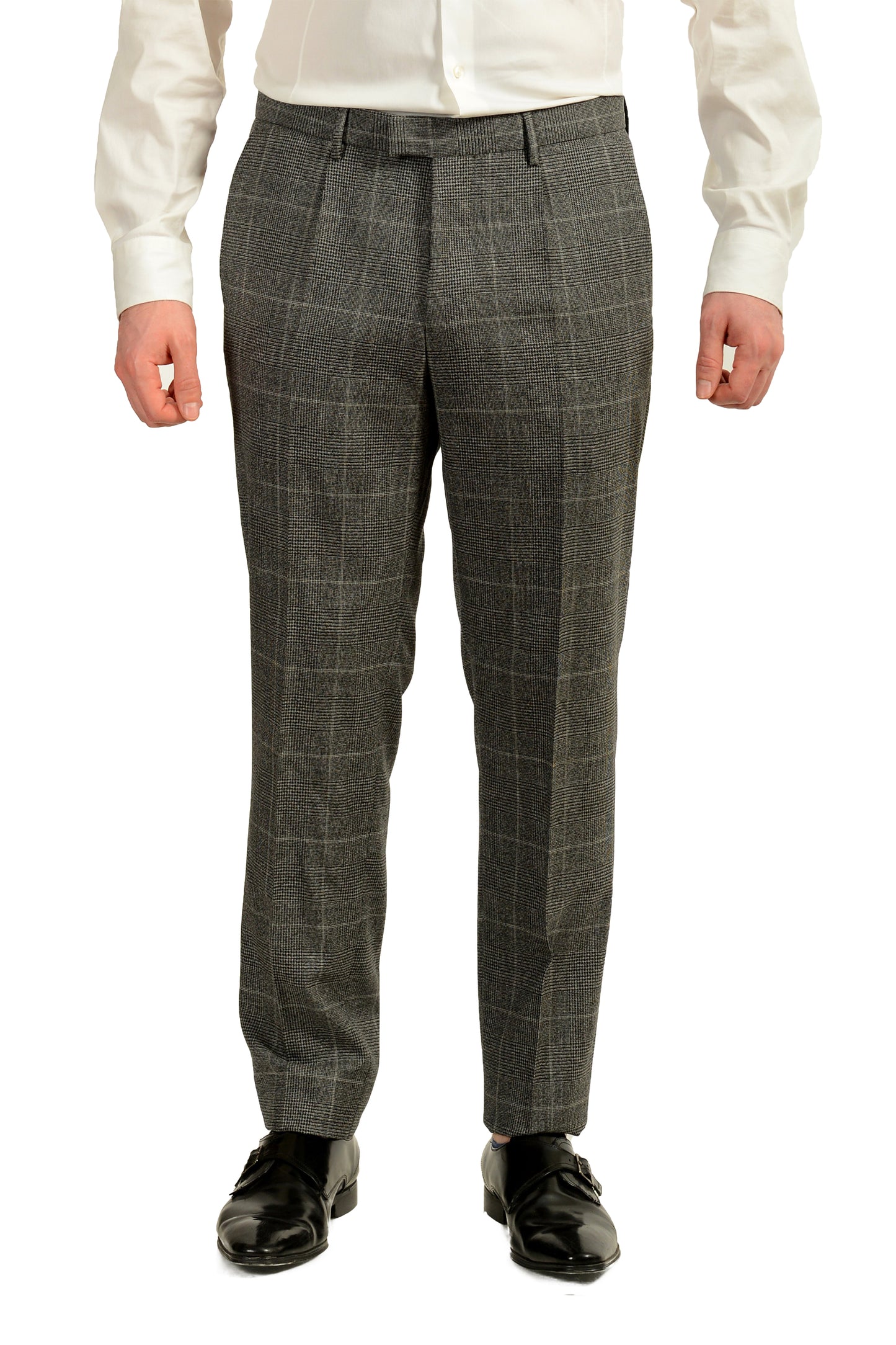 Hugo Boss Men's "T-Henders/Gorden" 100% Wool Plaid Gray Suit US 40R IT 50R
