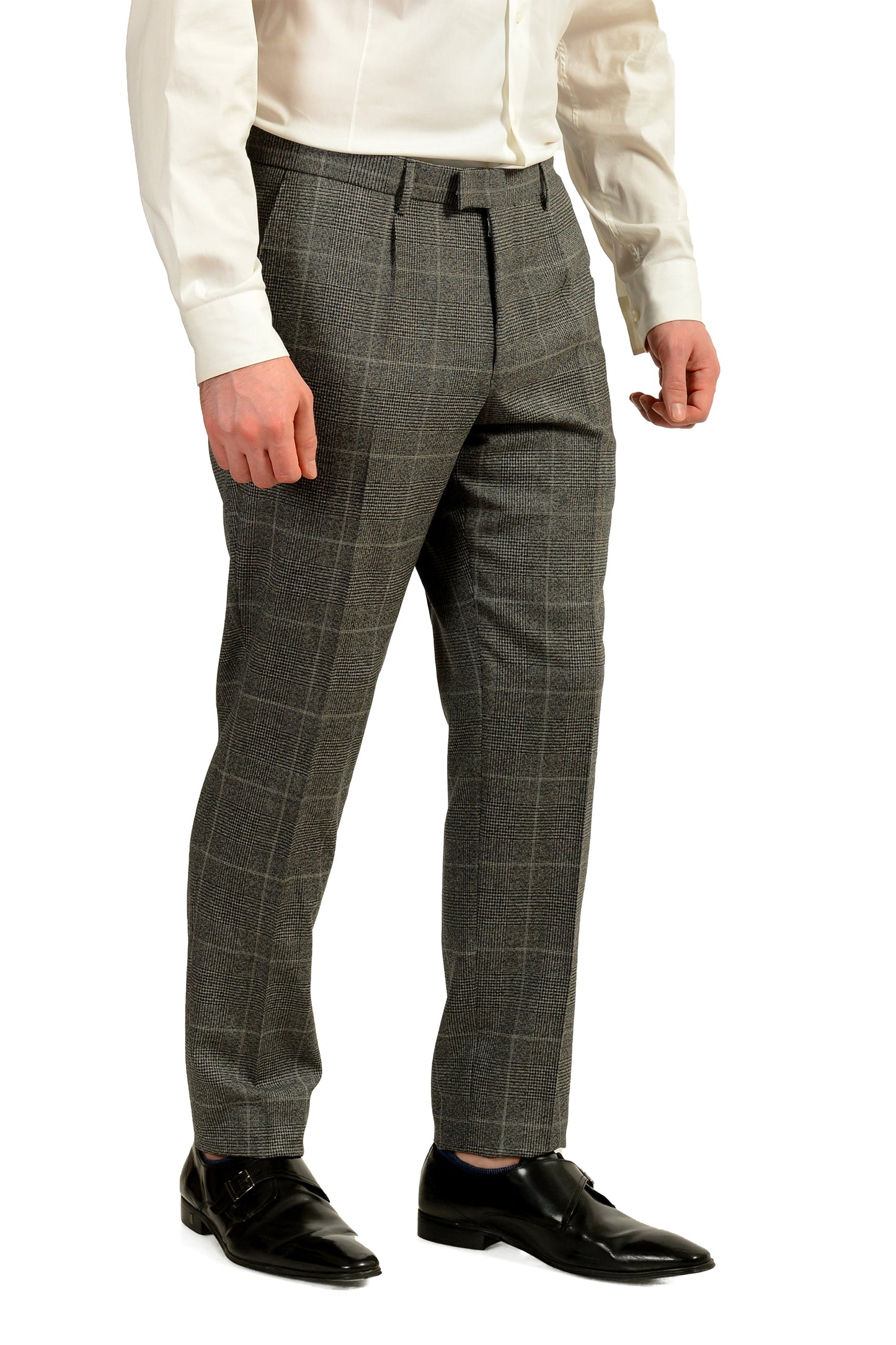 Hugo Boss Men's "T-Henders/Gorden" 100% Wool Plaid Gray Suit US 40R IT 50R