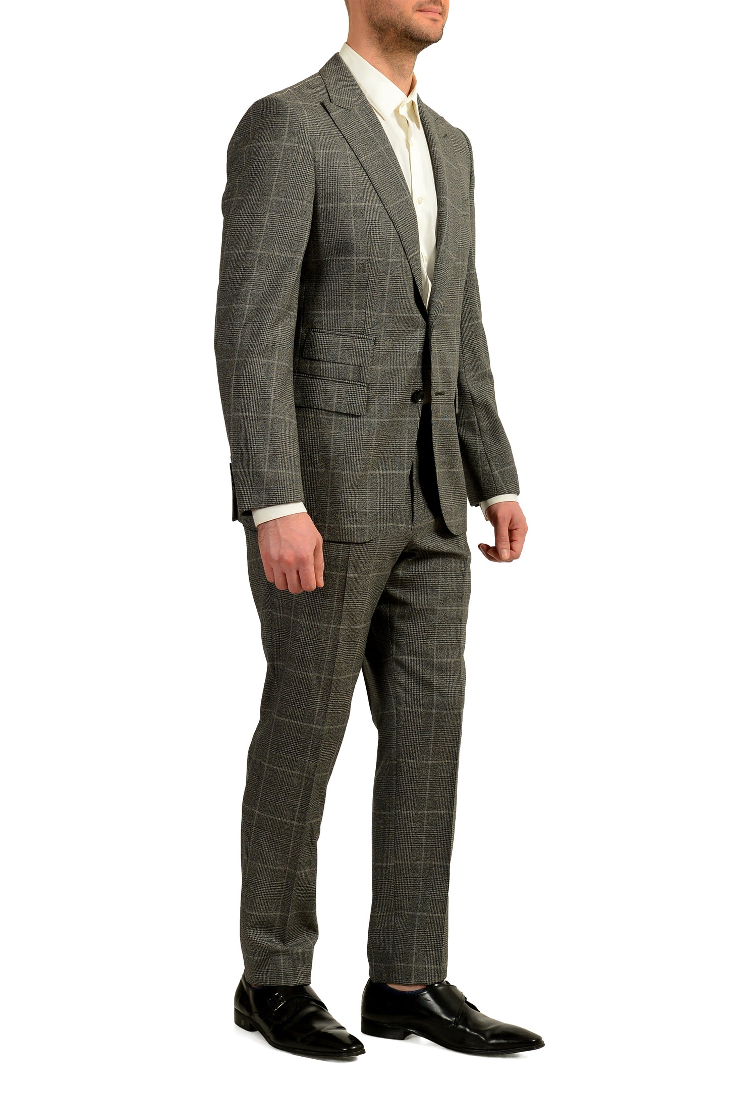 Hugo Boss Men's "T-Henders/Gorden" 100% Wool Plaid Gray Suit US 40R IT 50R