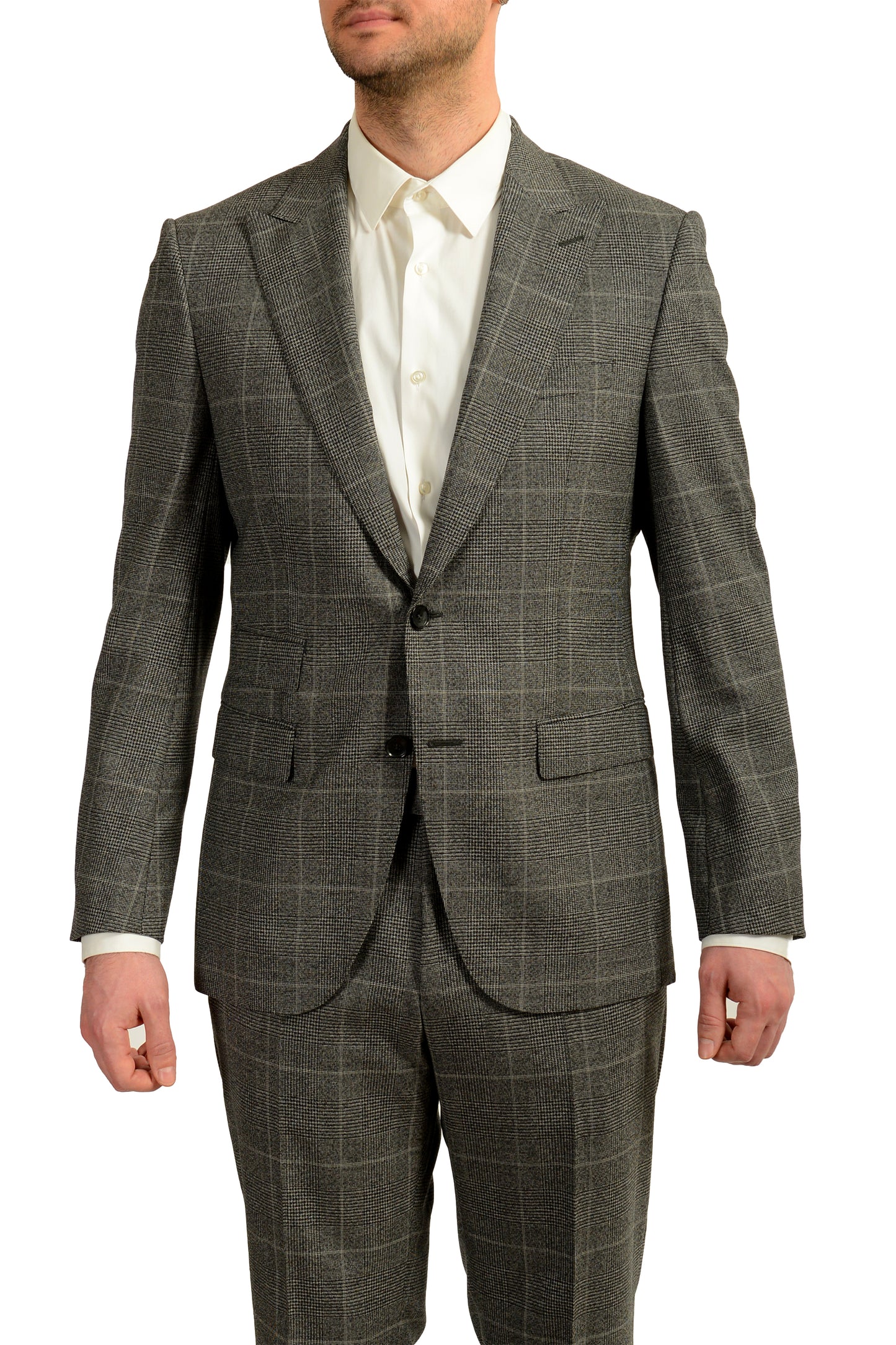 Hugo Boss Men's "T-Henders/Gorden" 100% Wool Plaid Gray Suit US 40R IT 50R