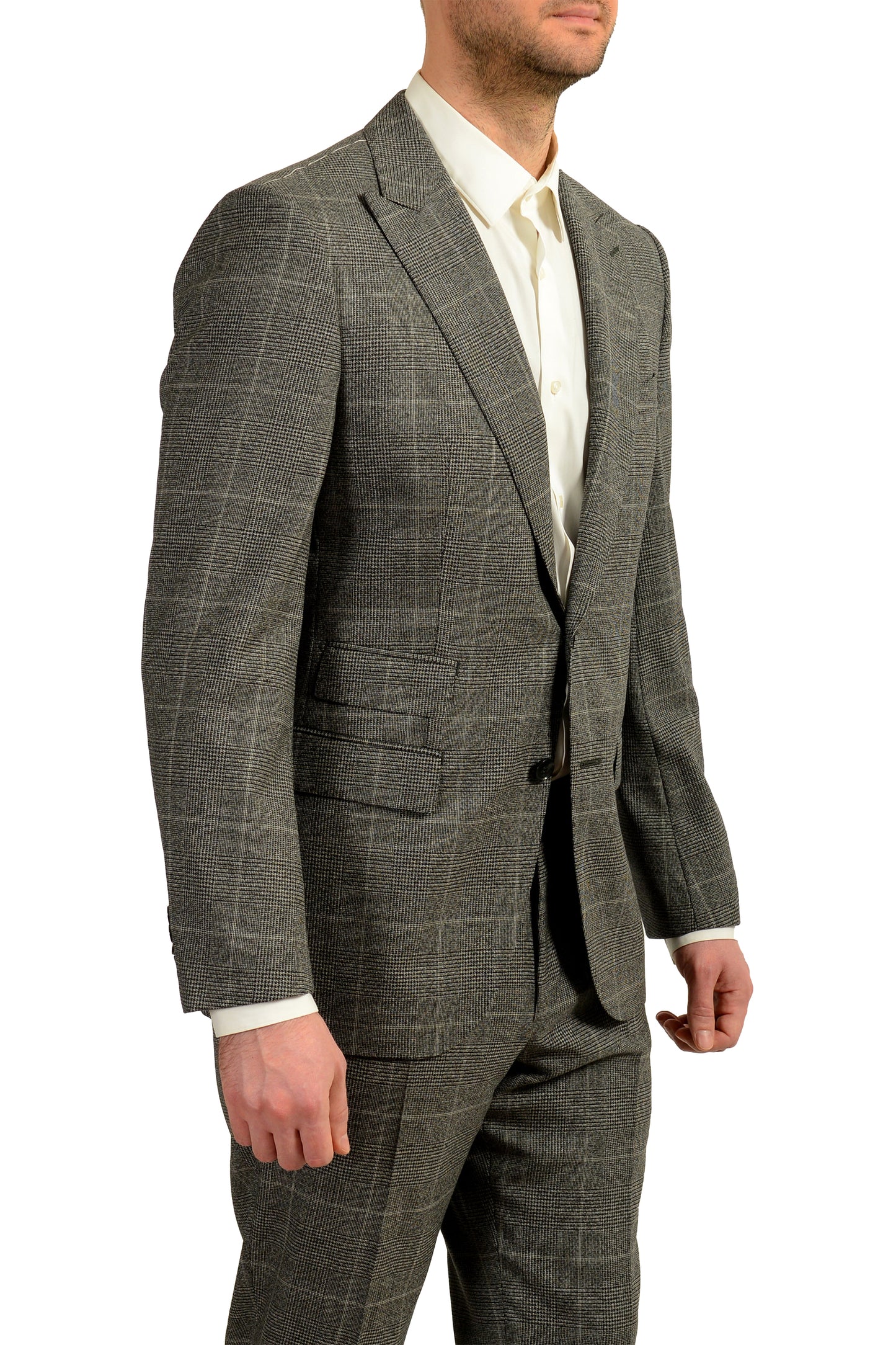 Hugo Boss Men's "T-Henders/Gorden" 100% Wool Plaid Gray Suit US 40R IT 50R