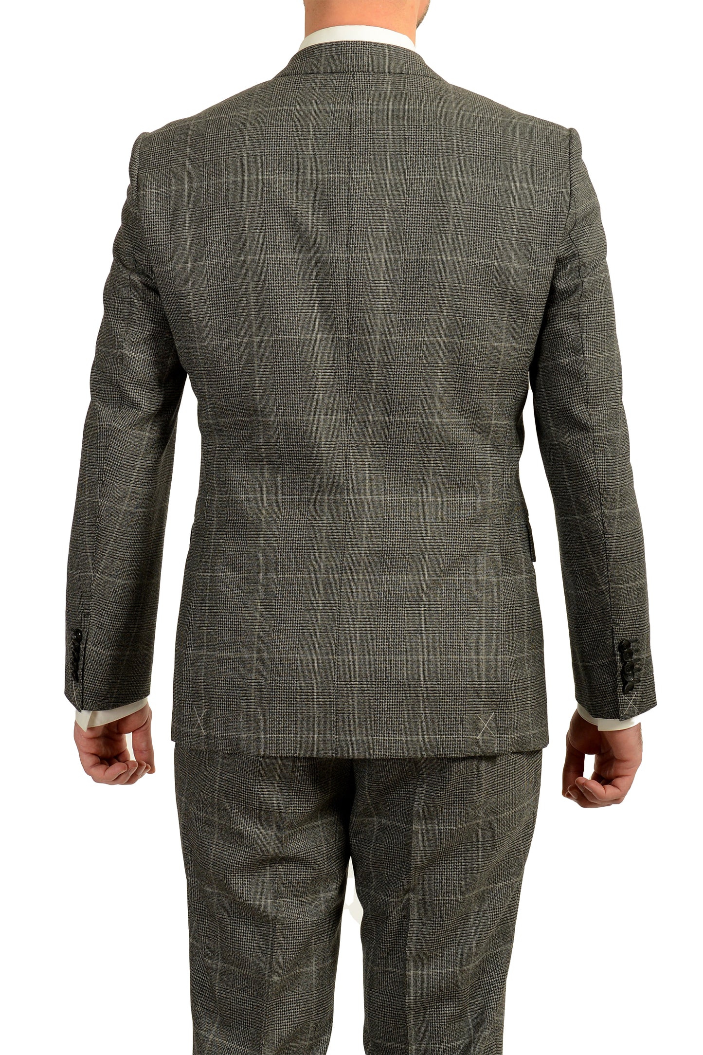 Hugo Boss Men's "T-Henders/Gorden" 100% Wool Plaid Gray Suit US 40R IT 50R