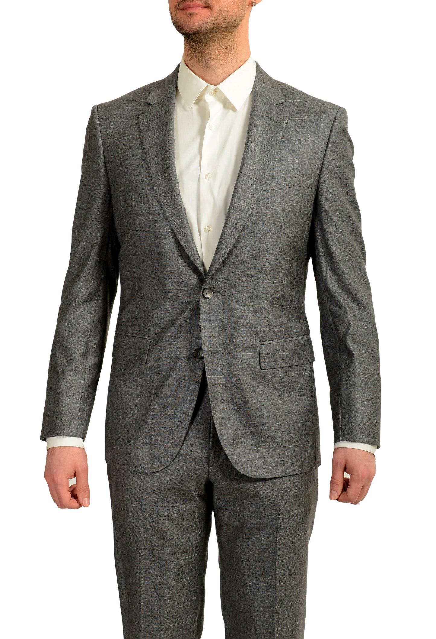 Hugo Boss Men's "T-Harvers4/Glover3" Slim Fit Silk Wool Plaid Suit US 40R IT 50R