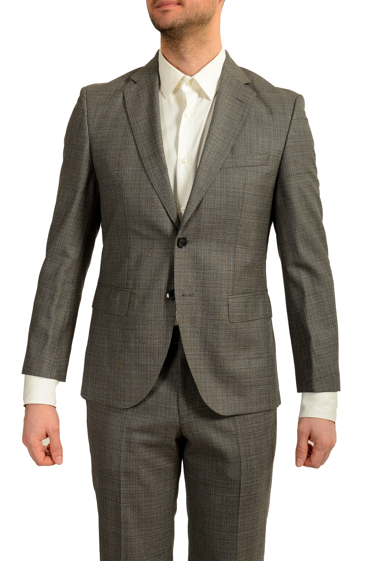 Hugo Boss Men's "Johnstons5/Lenon1" Regular Fit 100%Wool Gray Suit US 38S IT 48S