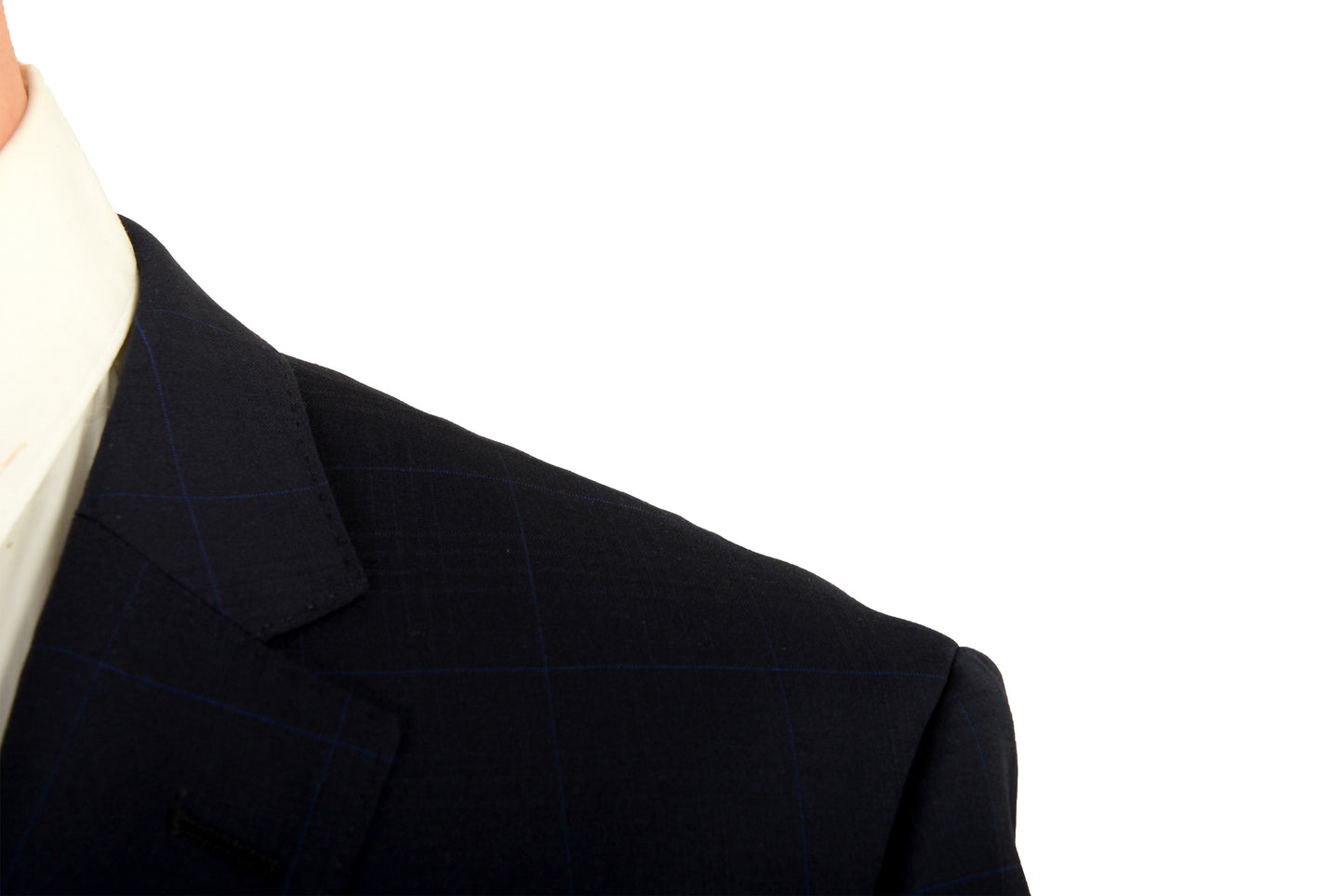 Hugo Boss Men's "Huge6/Genius5" Slim Fit Blue 100% Wool Plaid Suit US 36R IT 46R