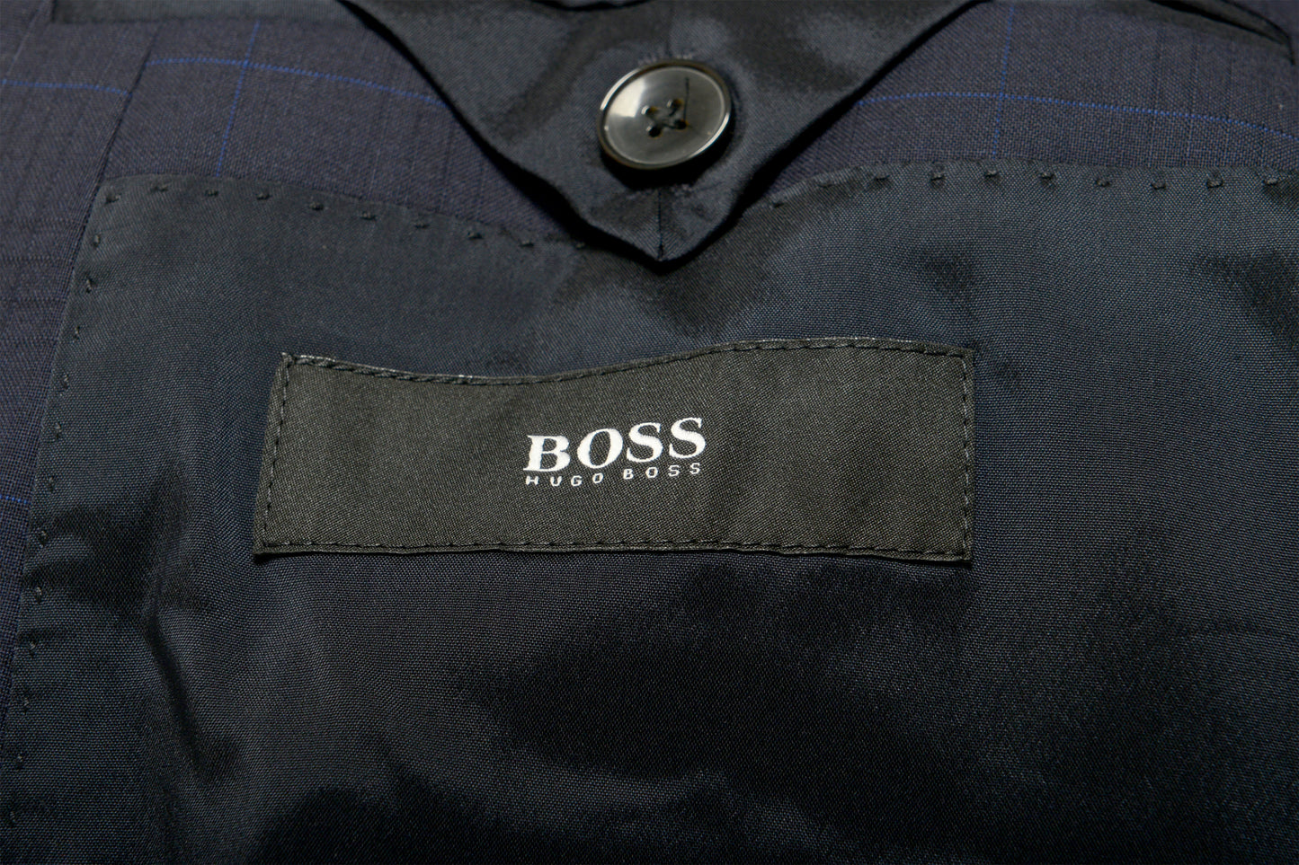 Hugo Boss Men's "Huge6/Genius5" Slim Fit Blue 100% Wool Plaid Suit US 36R IT 46R