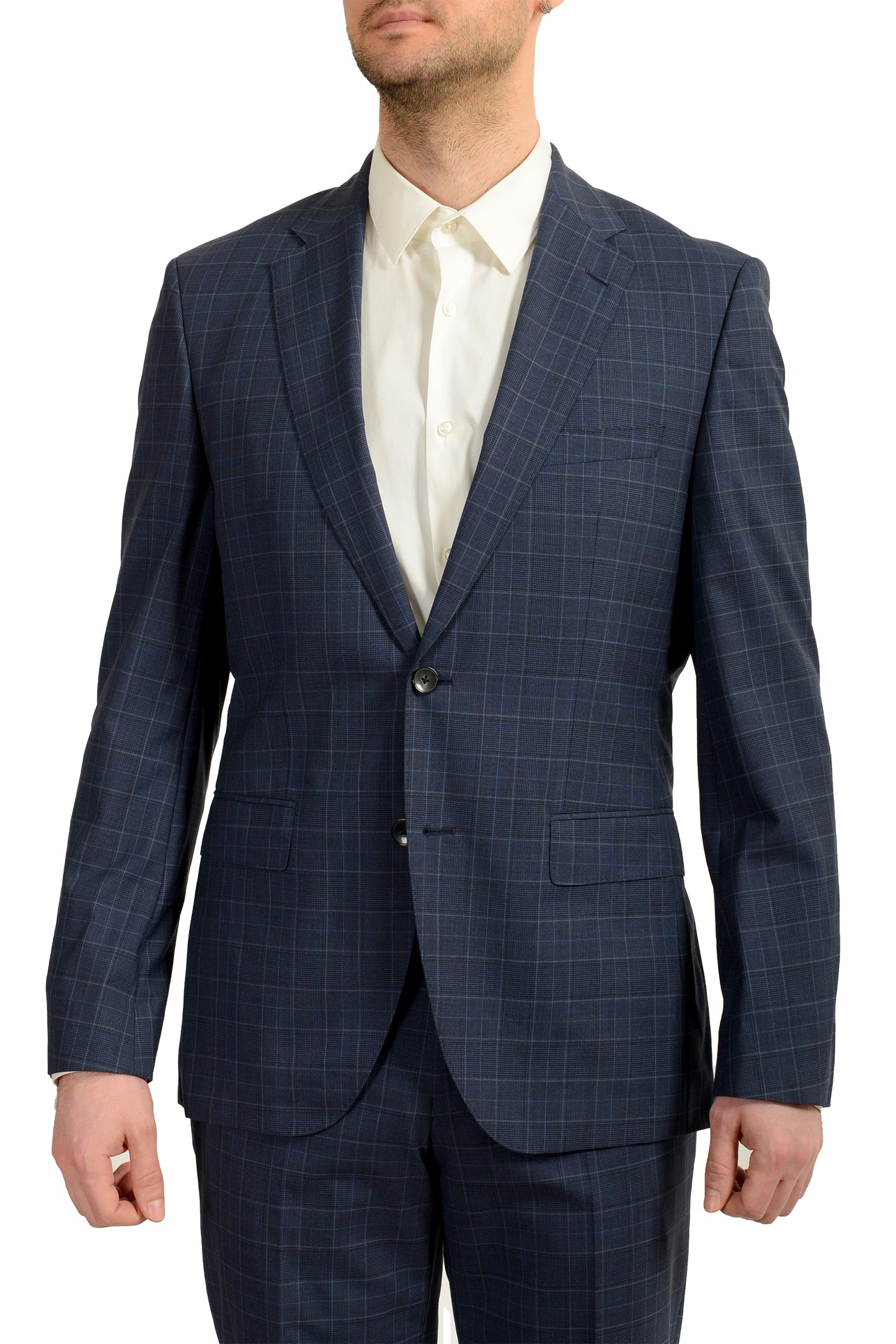 Hugo Boss Men's "Johnstons5/Lenon1" Regular Fit 100%Wool Blue Suit US 40R IT 50R