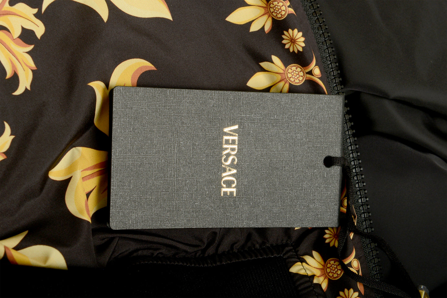 Versace Men's Gold Barocco Reversible Full Zip insulated Jacket US L IT 52