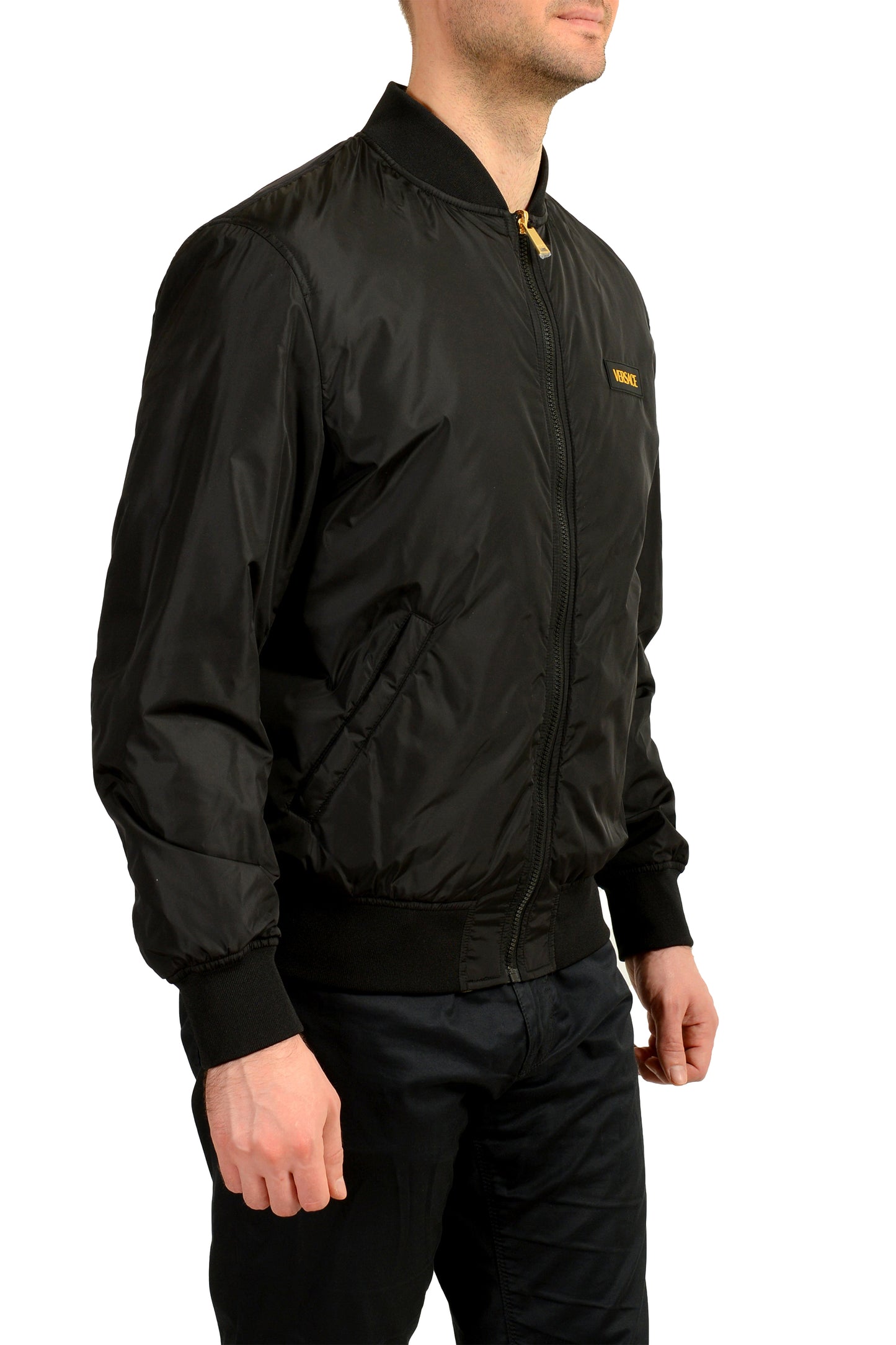 Versace Men's Gold Barocco Reversible Full Zip insulated Jacket US L IT 52