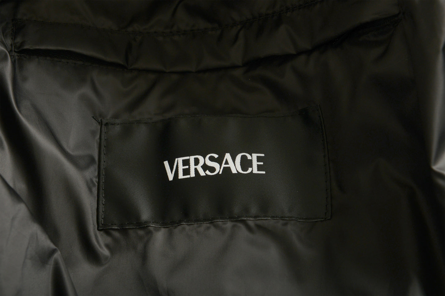 Versace Men's Black Greeca Print Full Zip Down Parka Jacket US XL IT 54