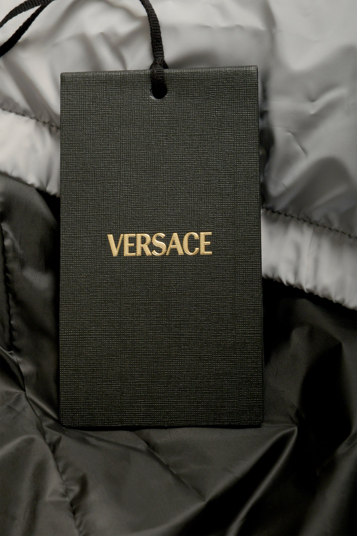 Versace Men's Gray Greeca Print Full Zip Down Parka Jacket US L IT 52
