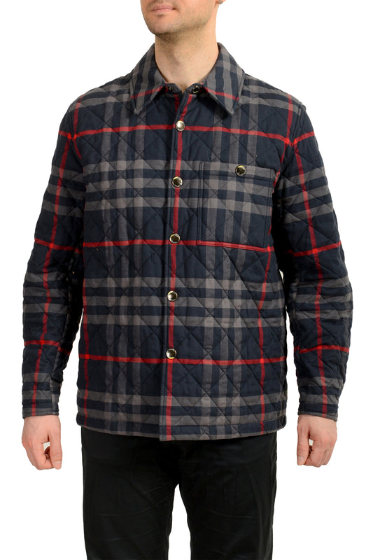Burberry Men's "Forres" Navy Ip Check Quilted Full Zip Jacket US L IT 52