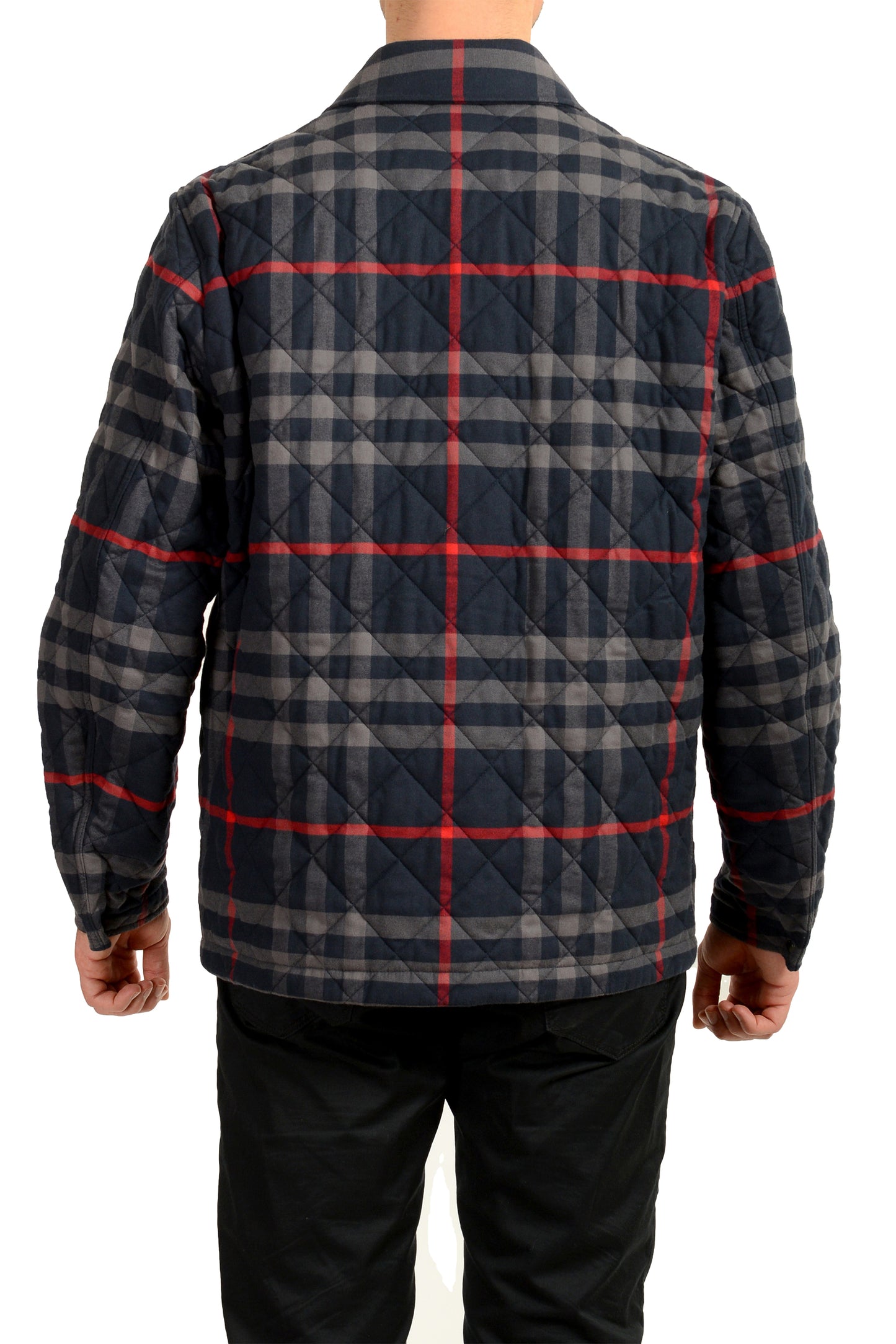 Burberry Men's "Forres" Navy Ip Check Quilted Full Zip Jacket US L IT 52