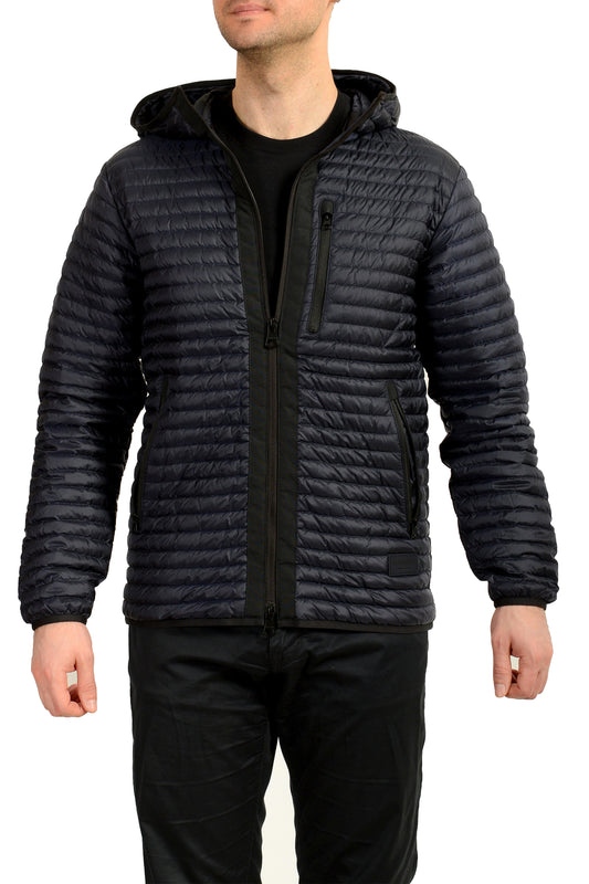 Burberry Men's "LETHAM" Indigo Purple Quilted Full Zip Hooded Jacket US S IT 48