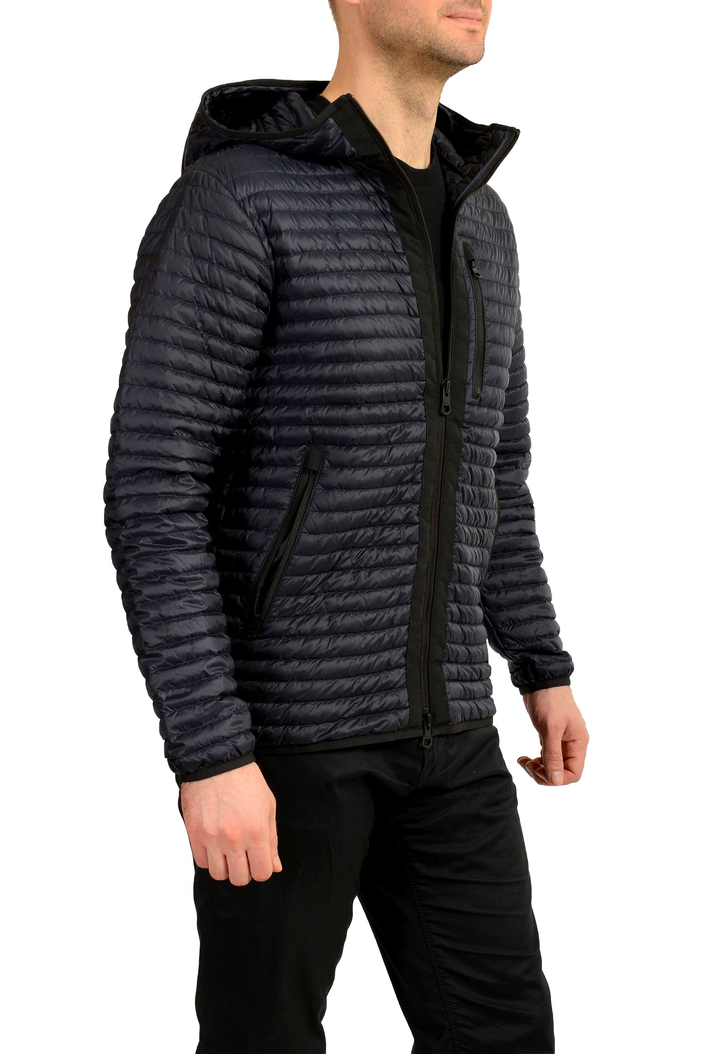 Burberry Men's "LETHAM" Indigo Purple Quilted Full Zip Hooded Jacket US S IT 48