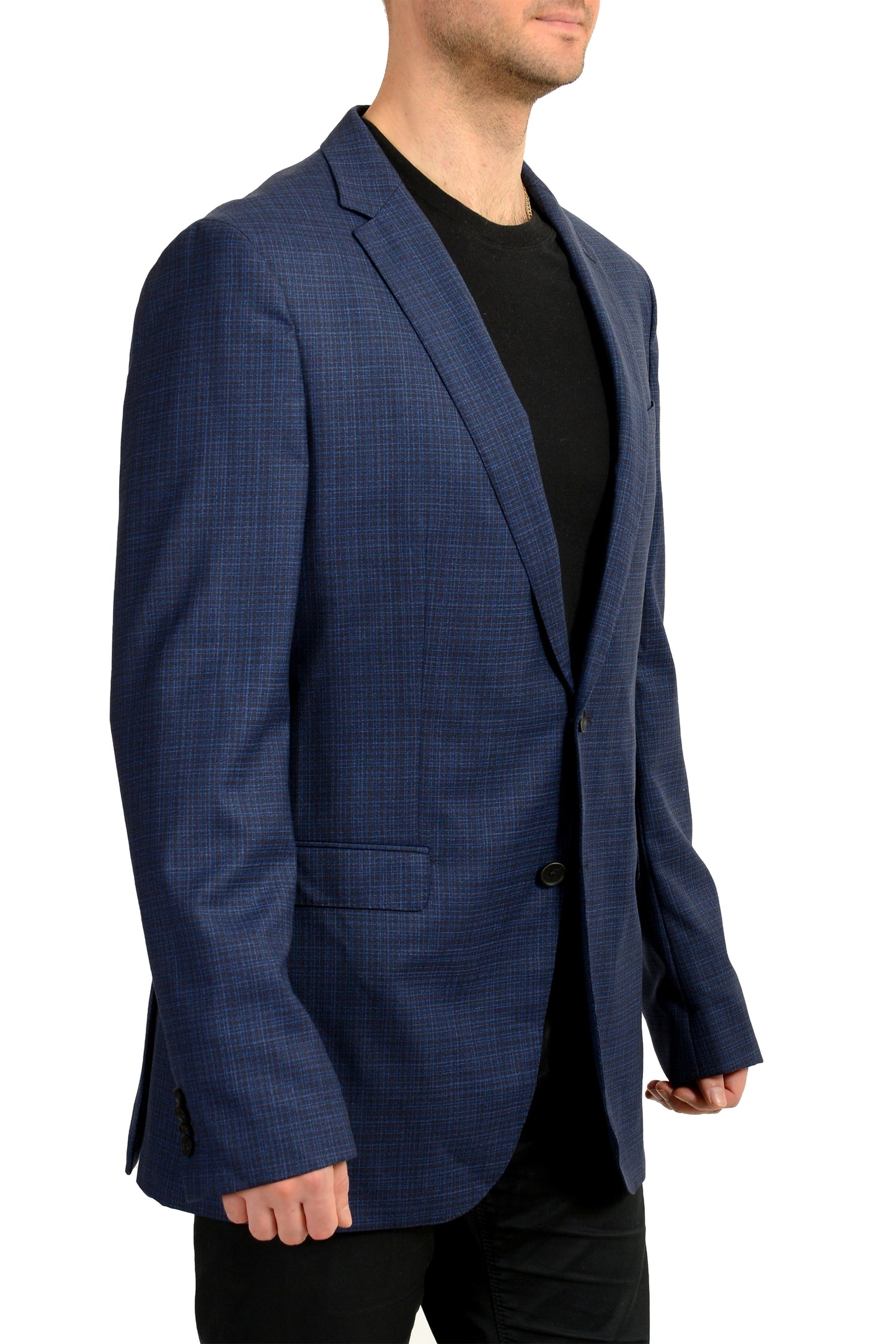 Hugo Boss Men's "Novan6/Ben2" Slim Fit 100% Wool Plaid Blazer US 44L IT 54L
