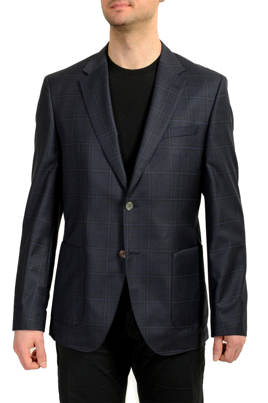 Hugo Boss Men's "Janson6" Regular Fit 100% Wool Plaid Blazer US 42R IT 52R