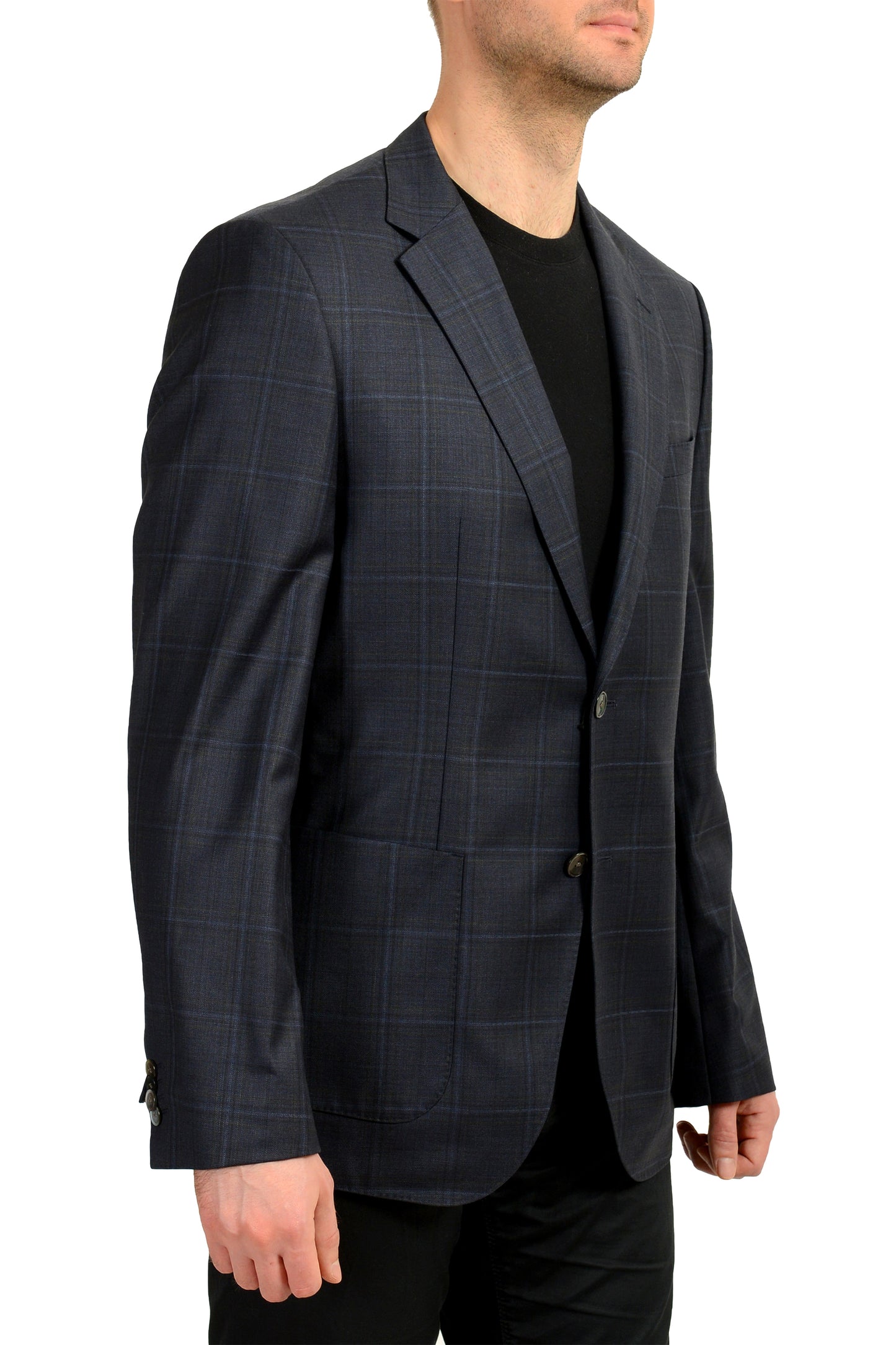 Hugo Boss Men's "Janson6" Regular Fit 100% Wool Plaid Blazer US 42R IT 52R