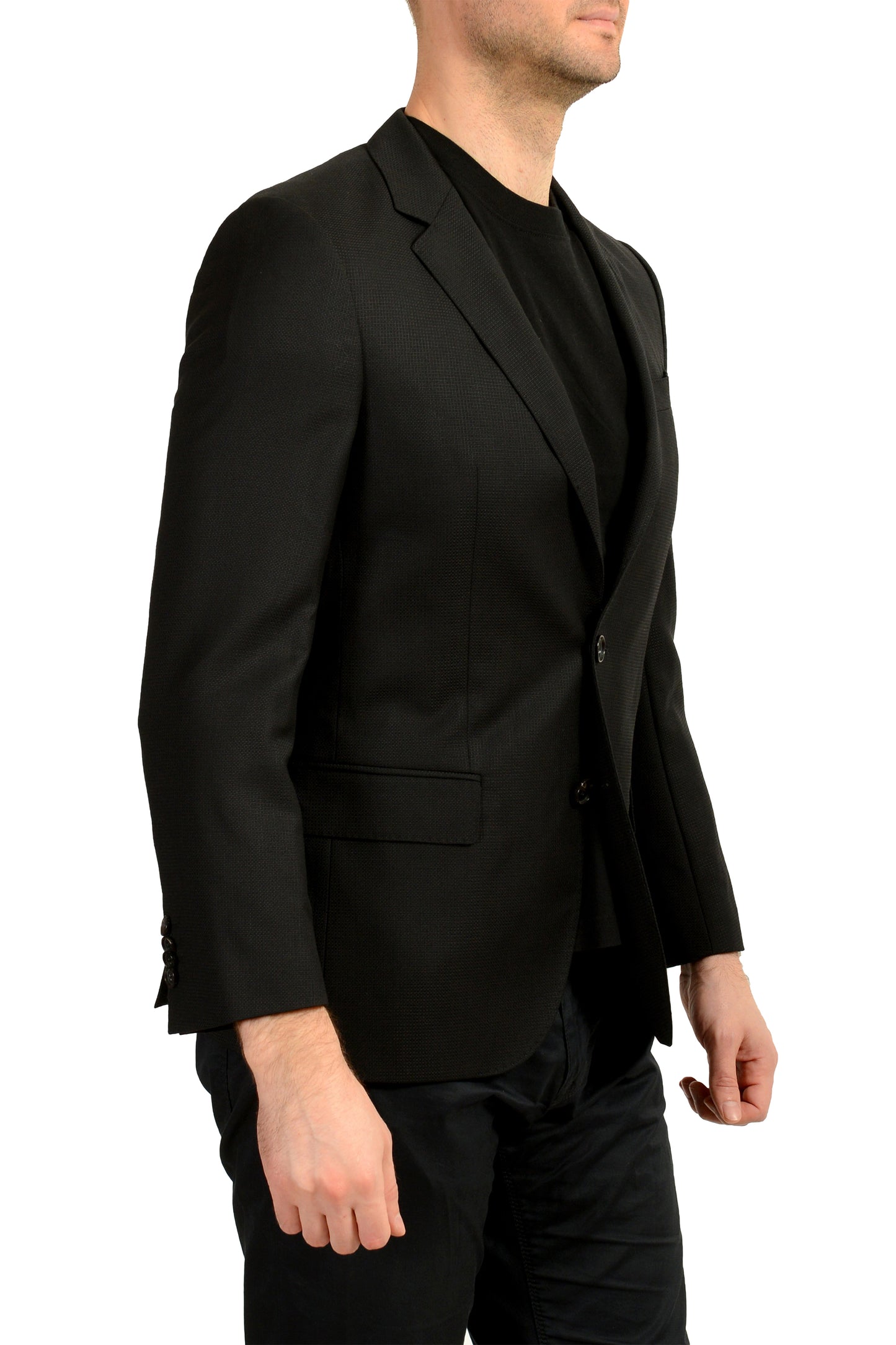 Hugo Boss Men's "Hutch3" Black 100% Wool Two Button Blazer US 36S IT 46S
