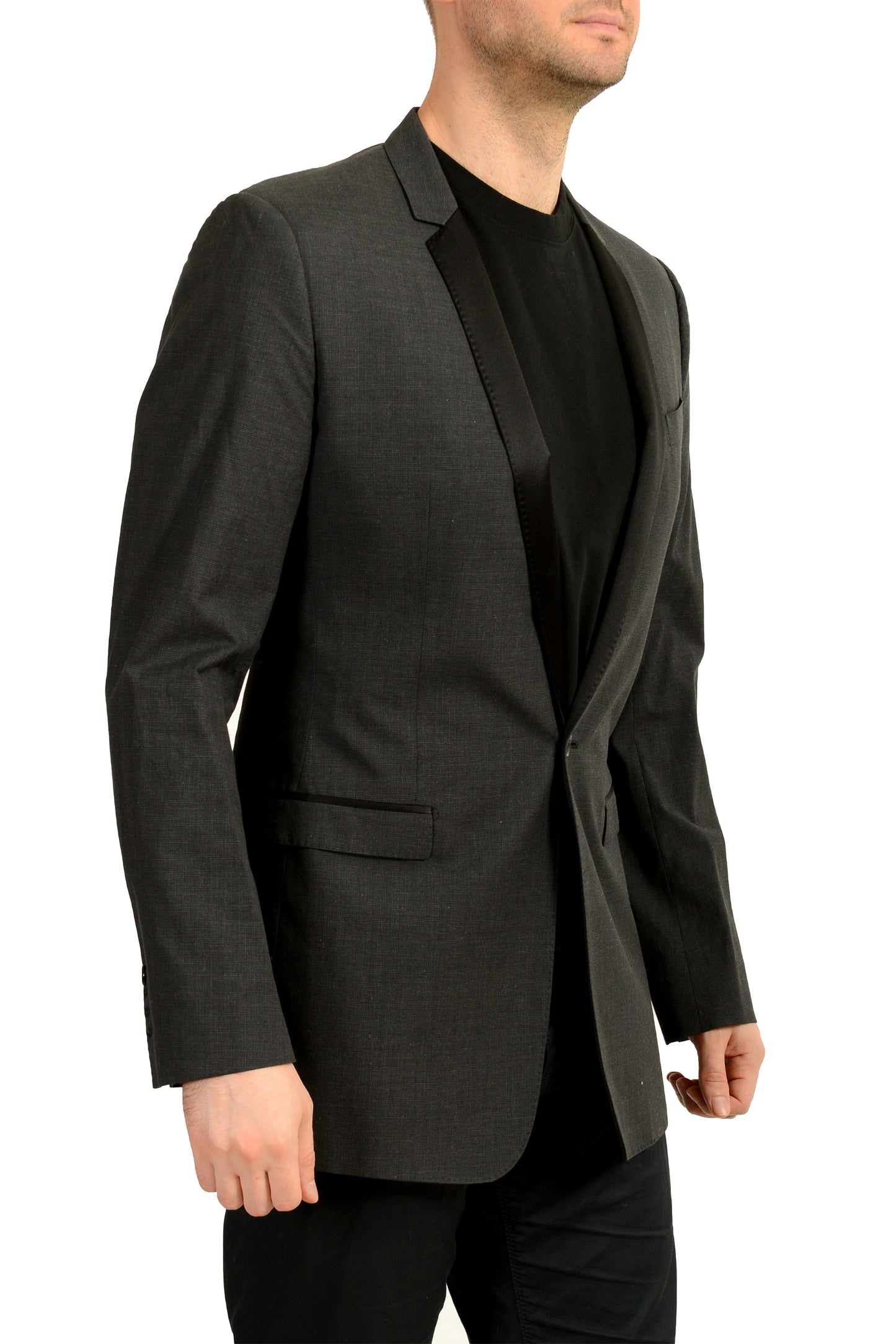 Dolce & Gabbana Men's "Gold" Gray Silk Plaid Tuxedo Style Blazer US 38 IT 48