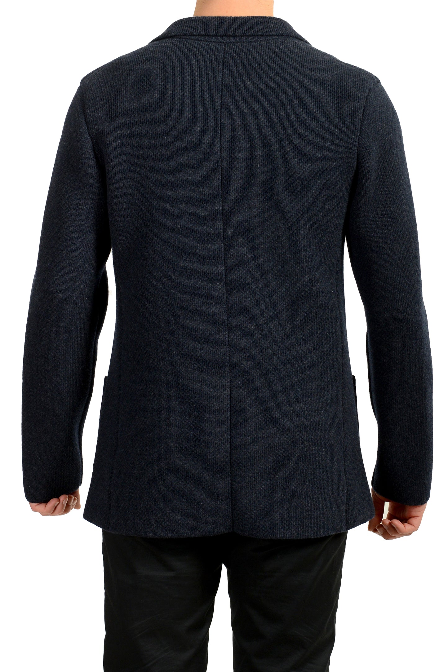 Versace Men's Navy Blue Wool Cashmere One Button Sport Coat Blazer US M IT 50