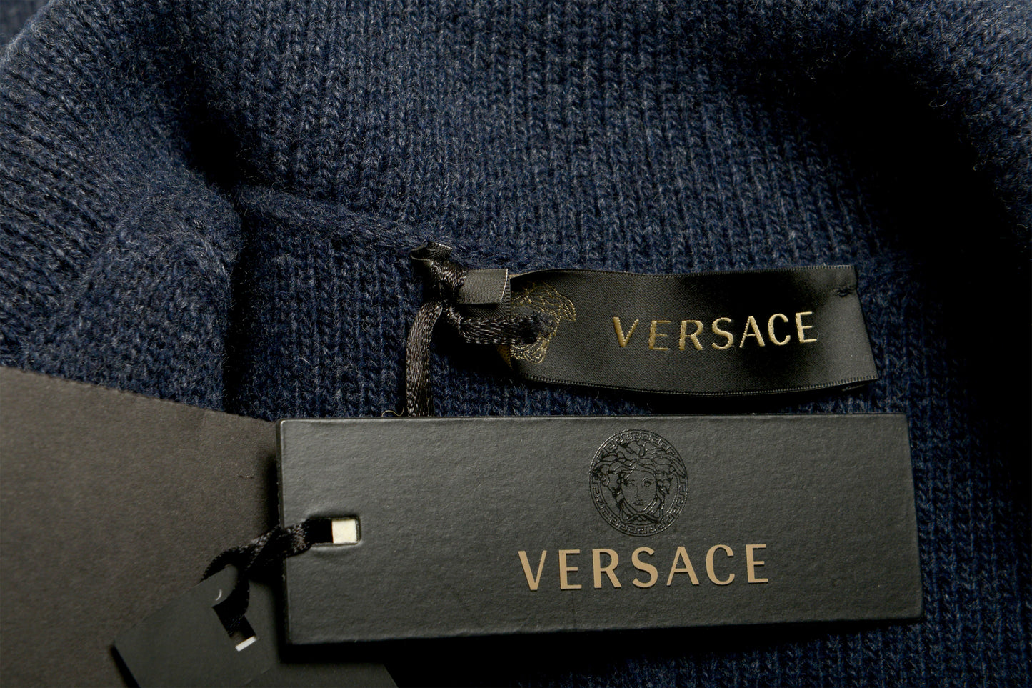 Versace Men's Navy Blue Wool Cashmere One Button Sport Coat Blazer US M IT 50