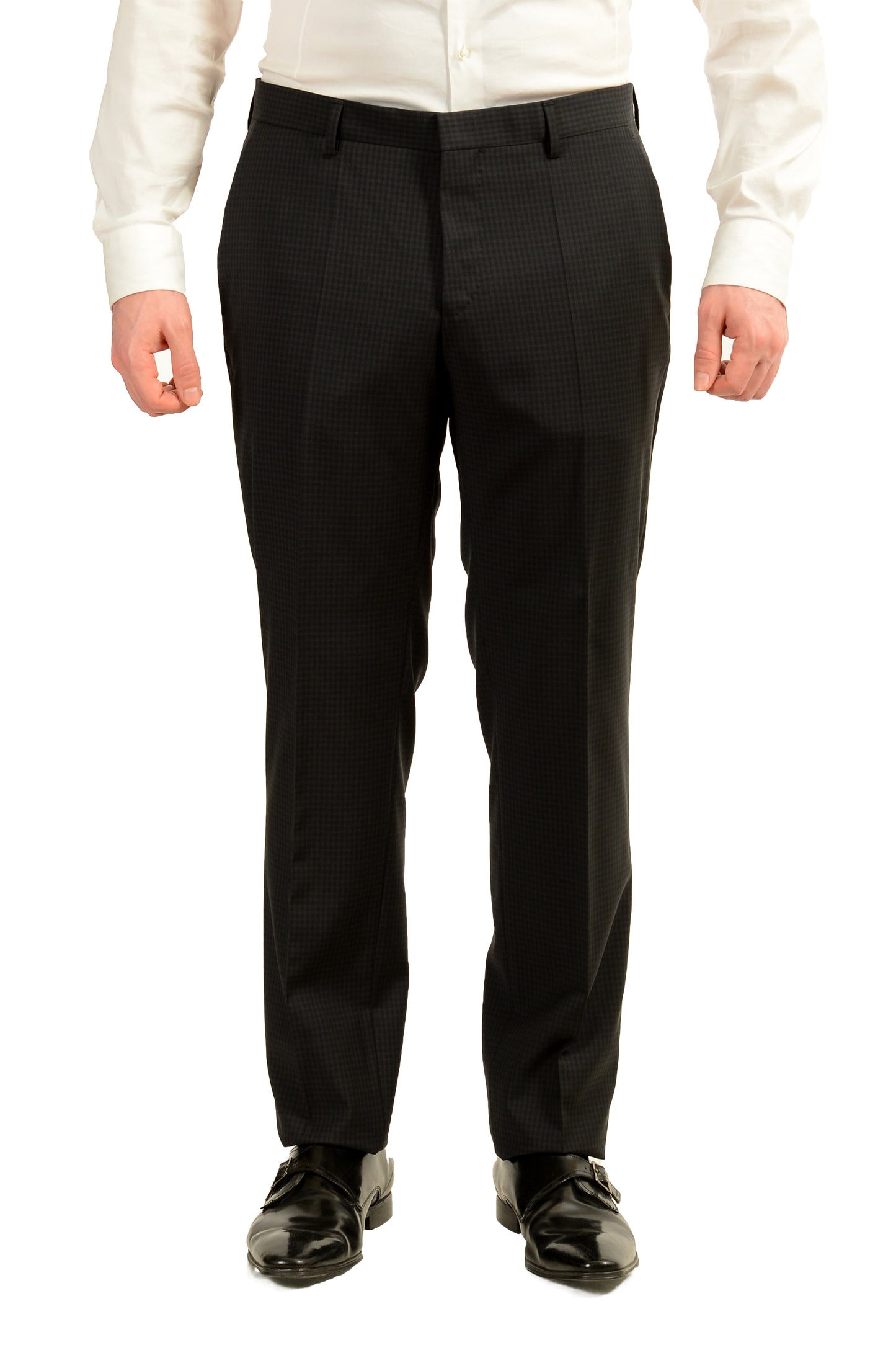 Hugo Boss Men's "Huge4/Genius3" Plaid 100% Wool Two Button Suit US 40R IT 50R