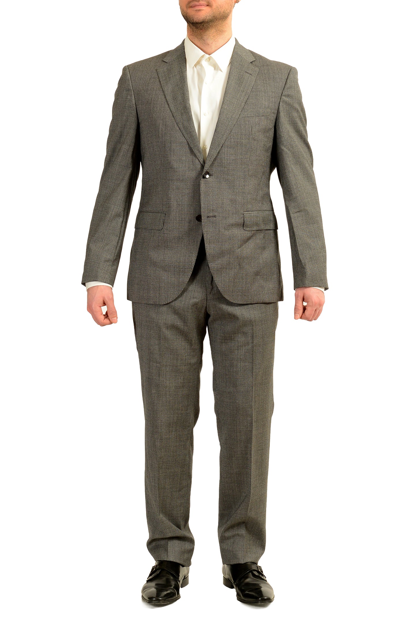 Hugo Boss Men's "Jeckson/Lenon2" Regular Fit Gray 100% Wool Suit US 46R IT 56R